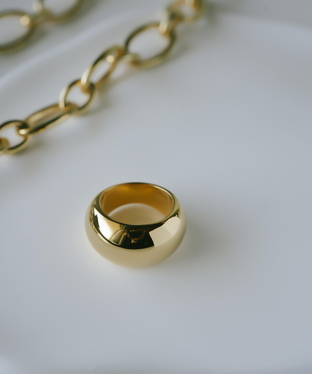 18K Gold Plated Sterling Silver Barrel Pinky Ring | BAROLA