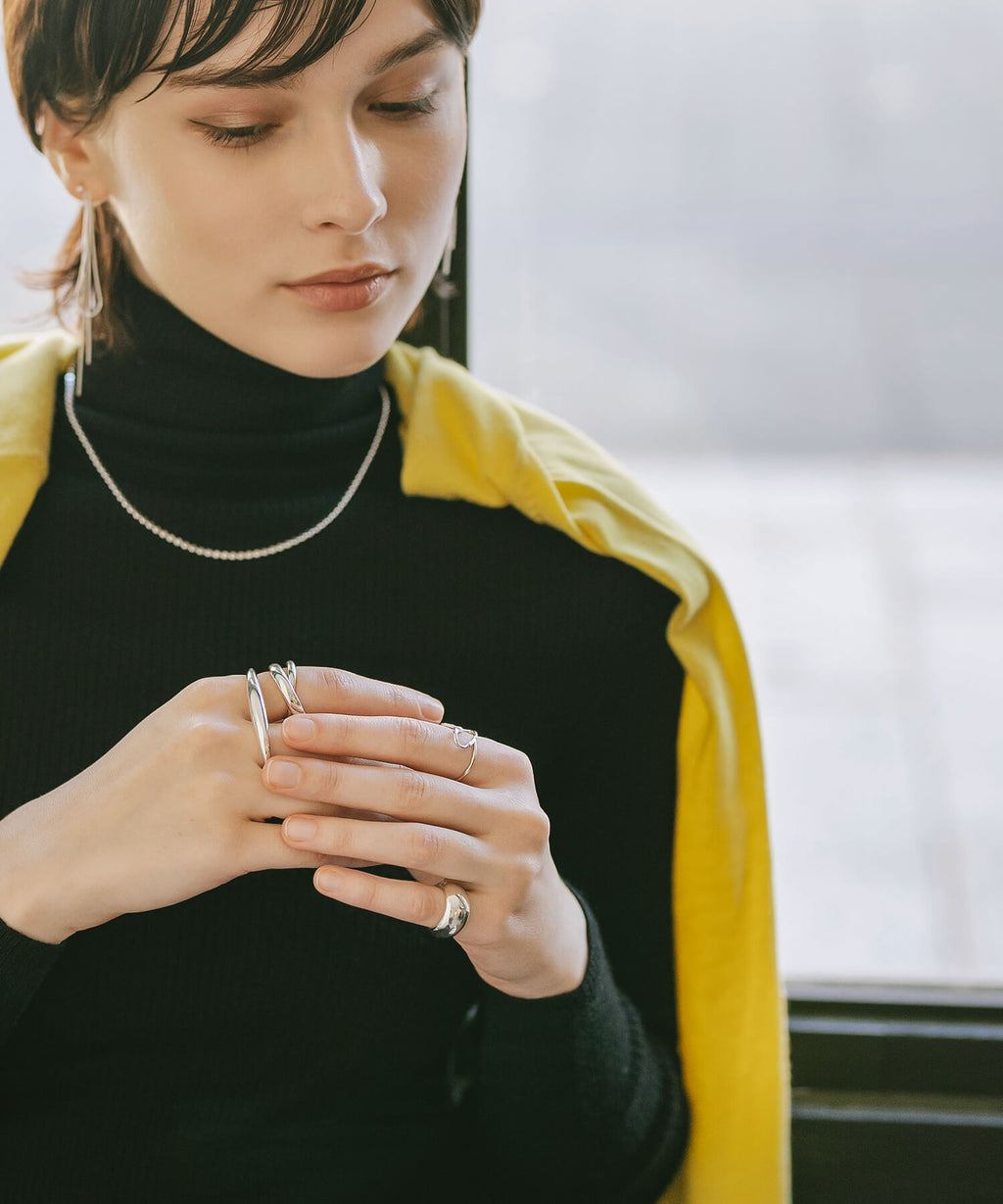 18K Gold Plated Sterling Silver Barrel Pinky Ring | BAROLA