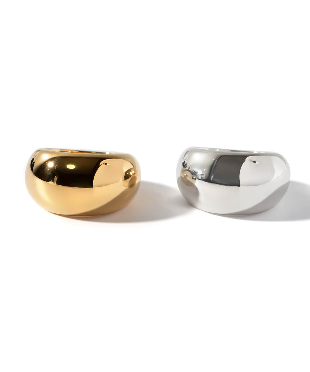 18K Gold Plated Sterling Silver Barrel Pinky Ring | BAROLA