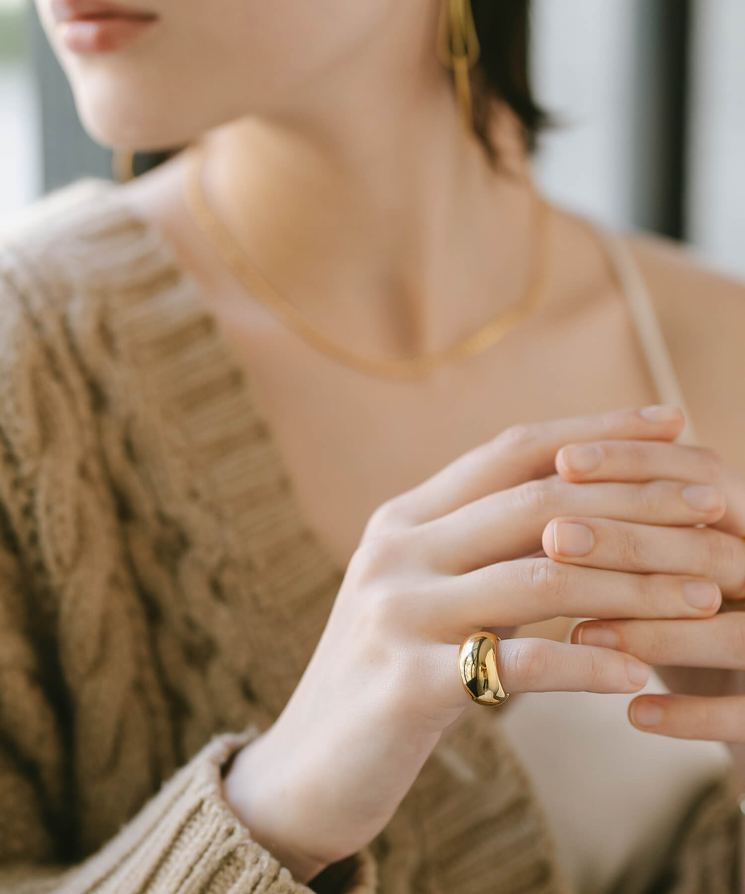 18K Gold Plated Sterling Silver Barrel Pinky Ring | BAROLA