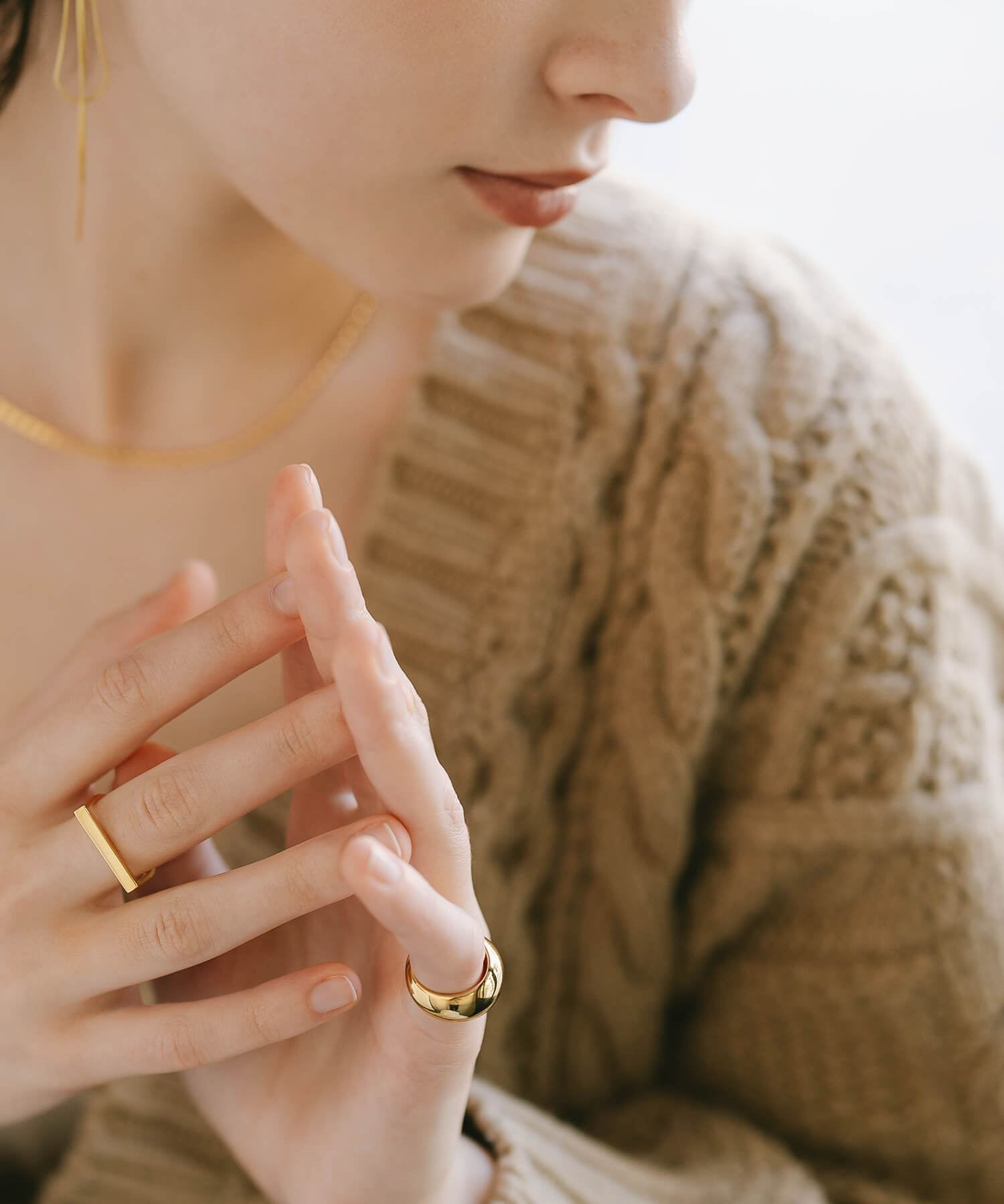 18K Gold Plated Sterling Silver Barrel Pinky Ring | BAROLA