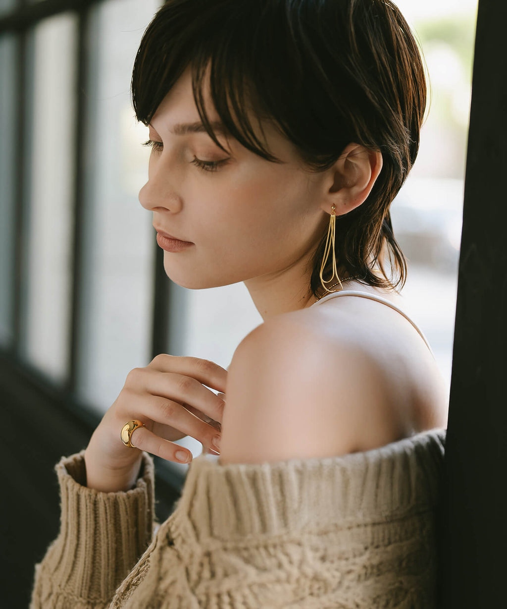 18K Gold Plated Sterling Silver Barrel Pinky Ring | BAROLA