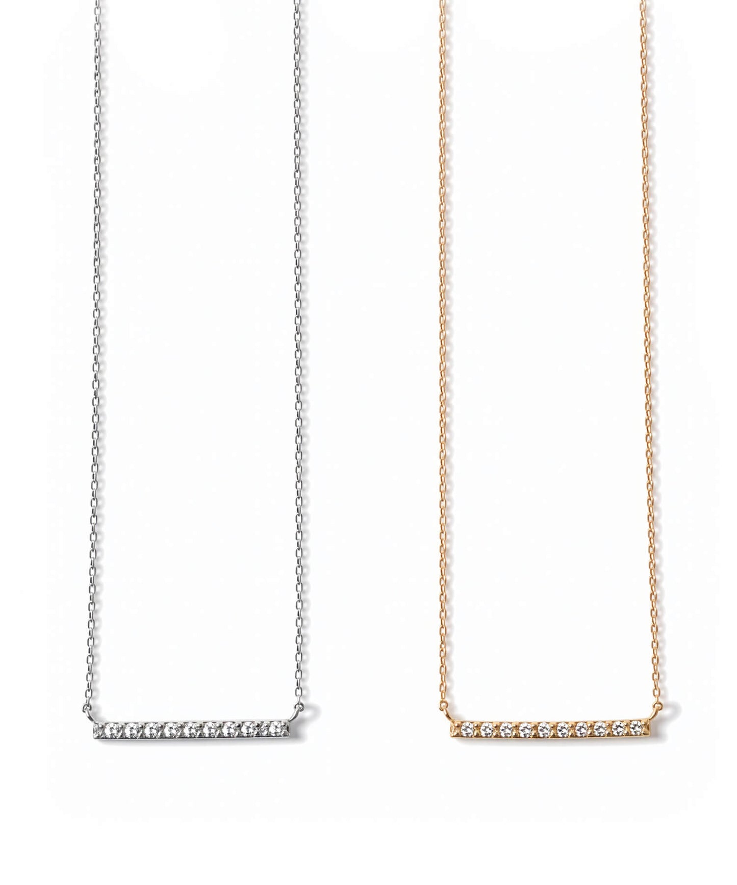 Platinum & Gold Linear Diamond Necklace | BELIE-NK
