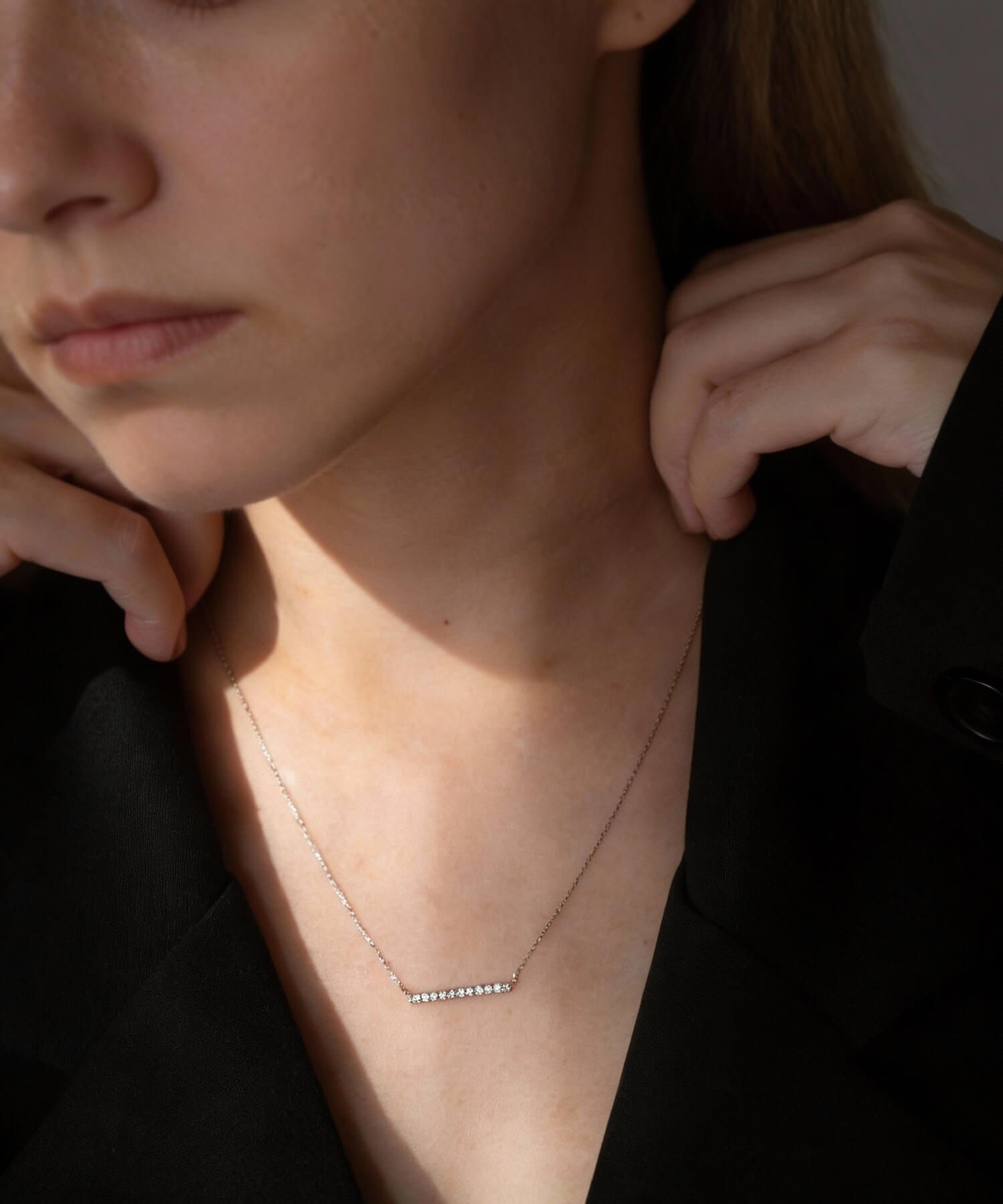 Platinum & Gold Linear Diamond Necklace | BELIE