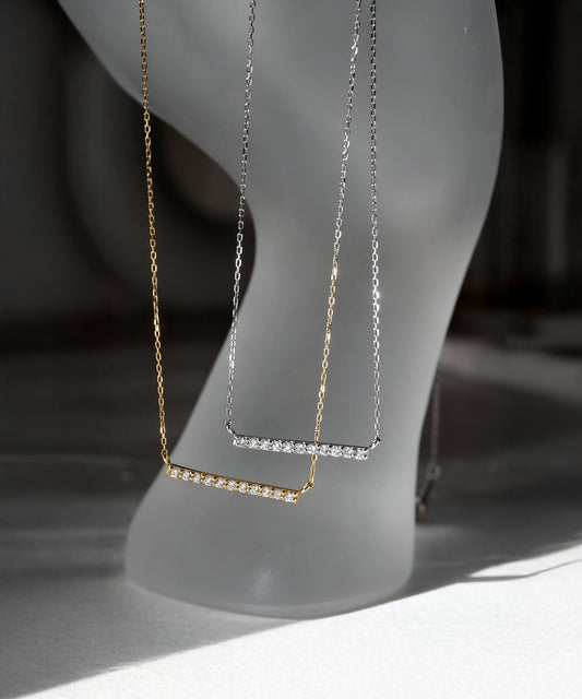 Platinum & Gold Linear Diamond Necklace | BELIE-NK