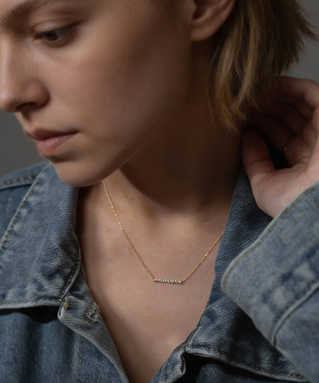 Platinum & Gold Linear Diamond Necklace | BELIE