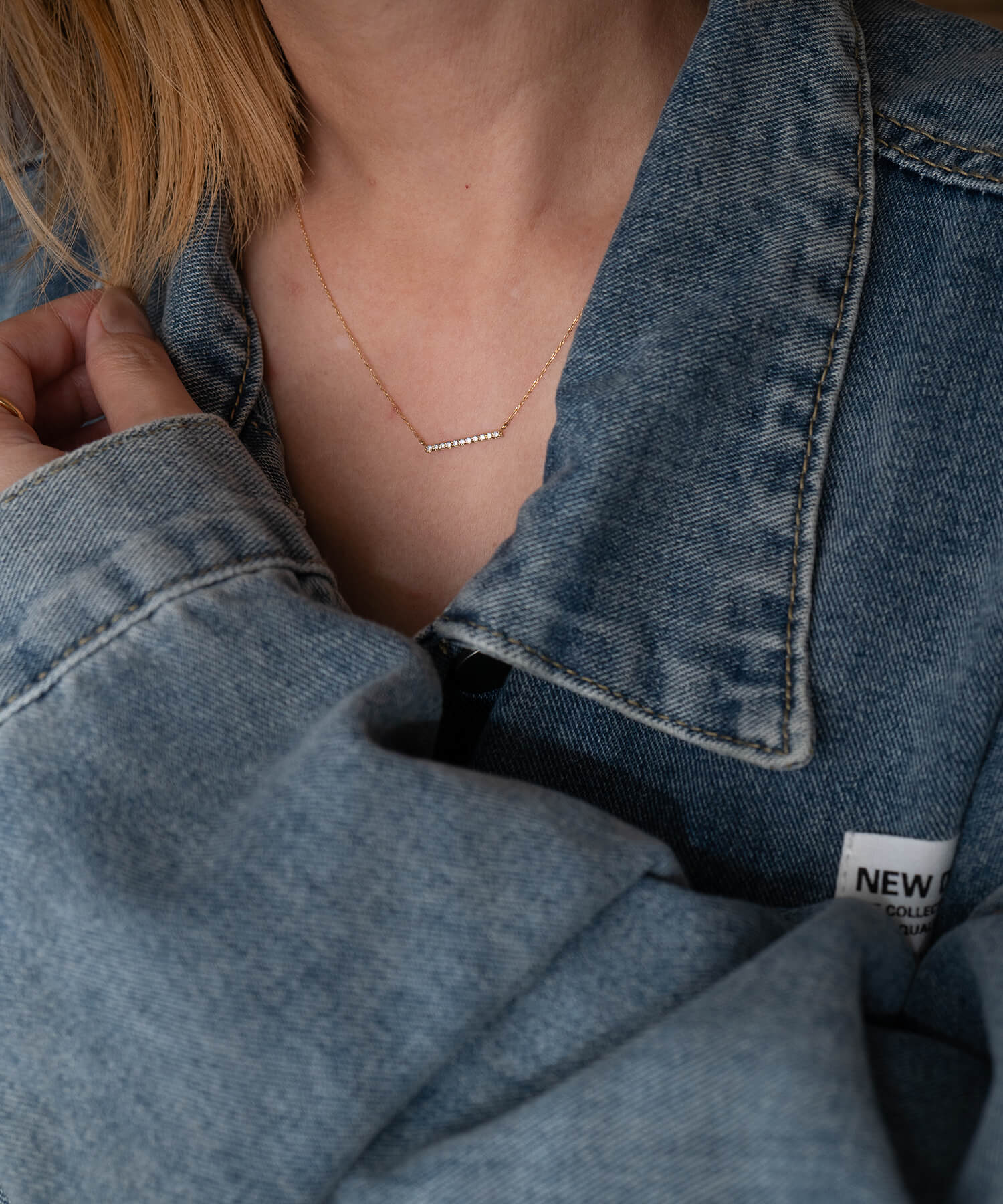 Platinum & Gold Linear Diamond Necklace | BELIE