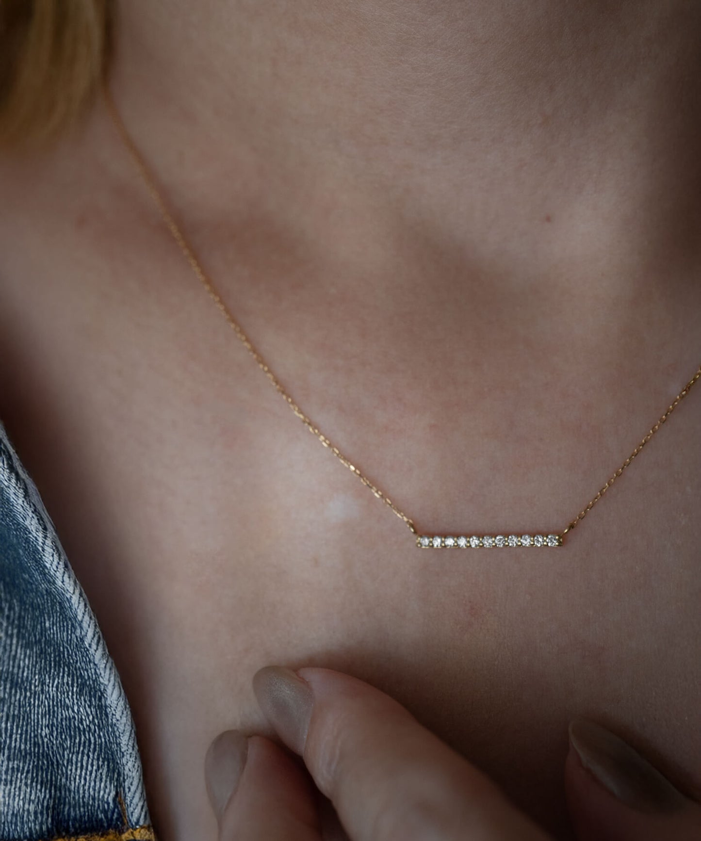 Platinum & Gold Linear Diamond Necklace | BELIE-NK