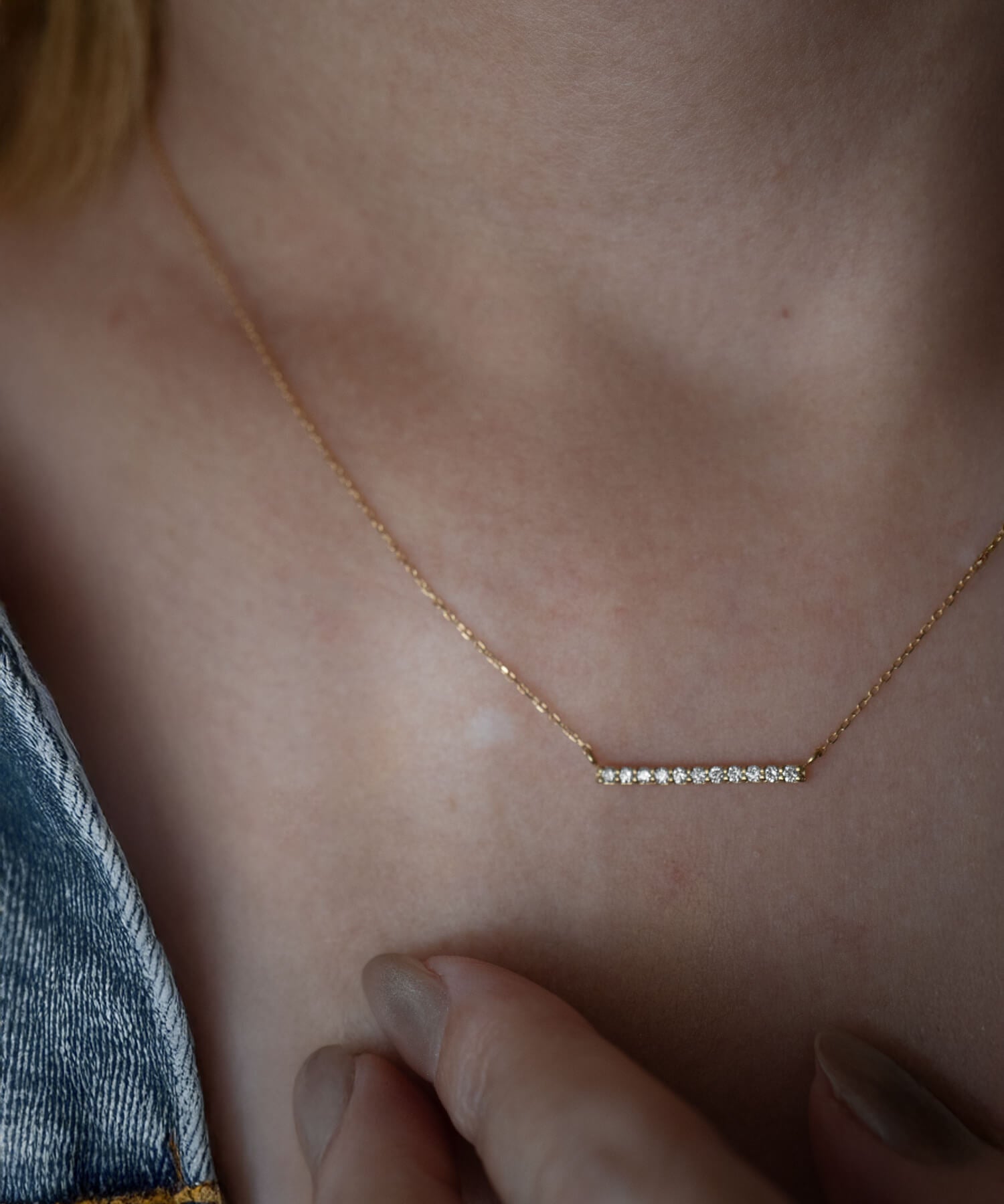 Platinum & Gold Linear Diamond Necklace | BELIE