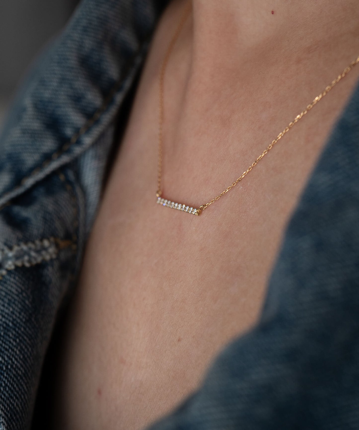 Platinum & Gold Linear Diamond Necklace | BELIE-NK
