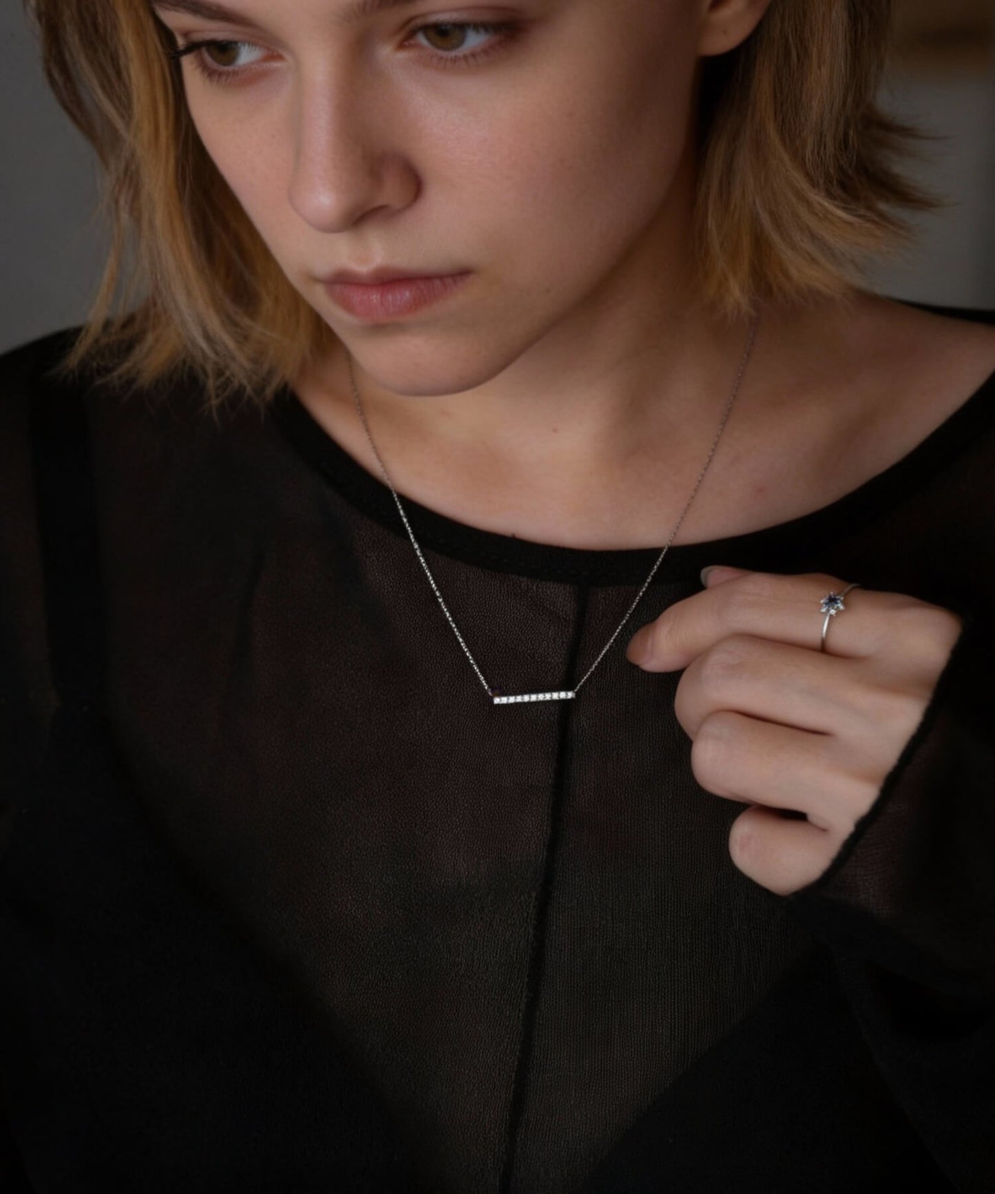 Platinum & Gold Linear Diamond Necklace | BELIE-NK