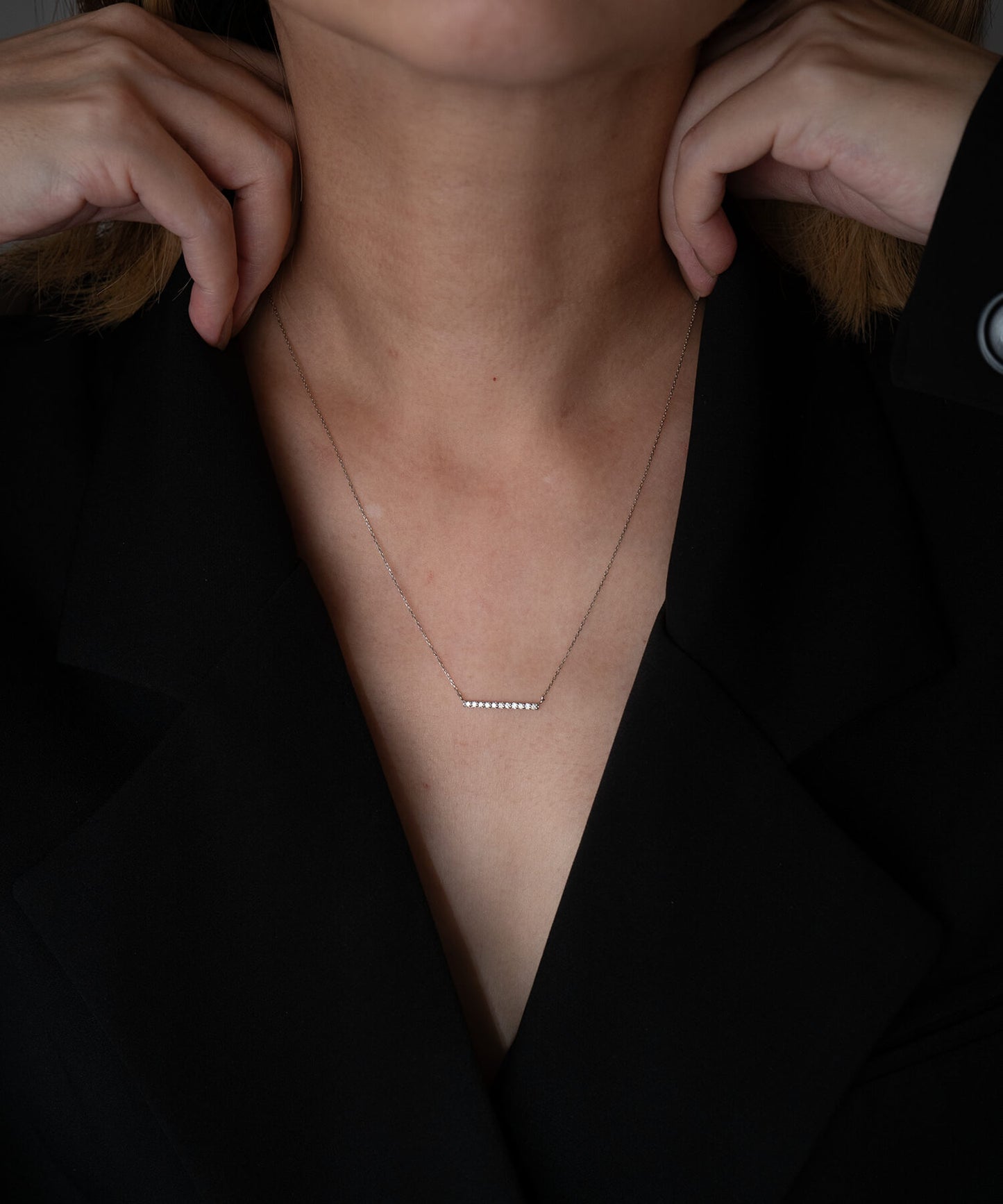 Platinum & Gold Linear Diamond Necklace | BELIE-NK