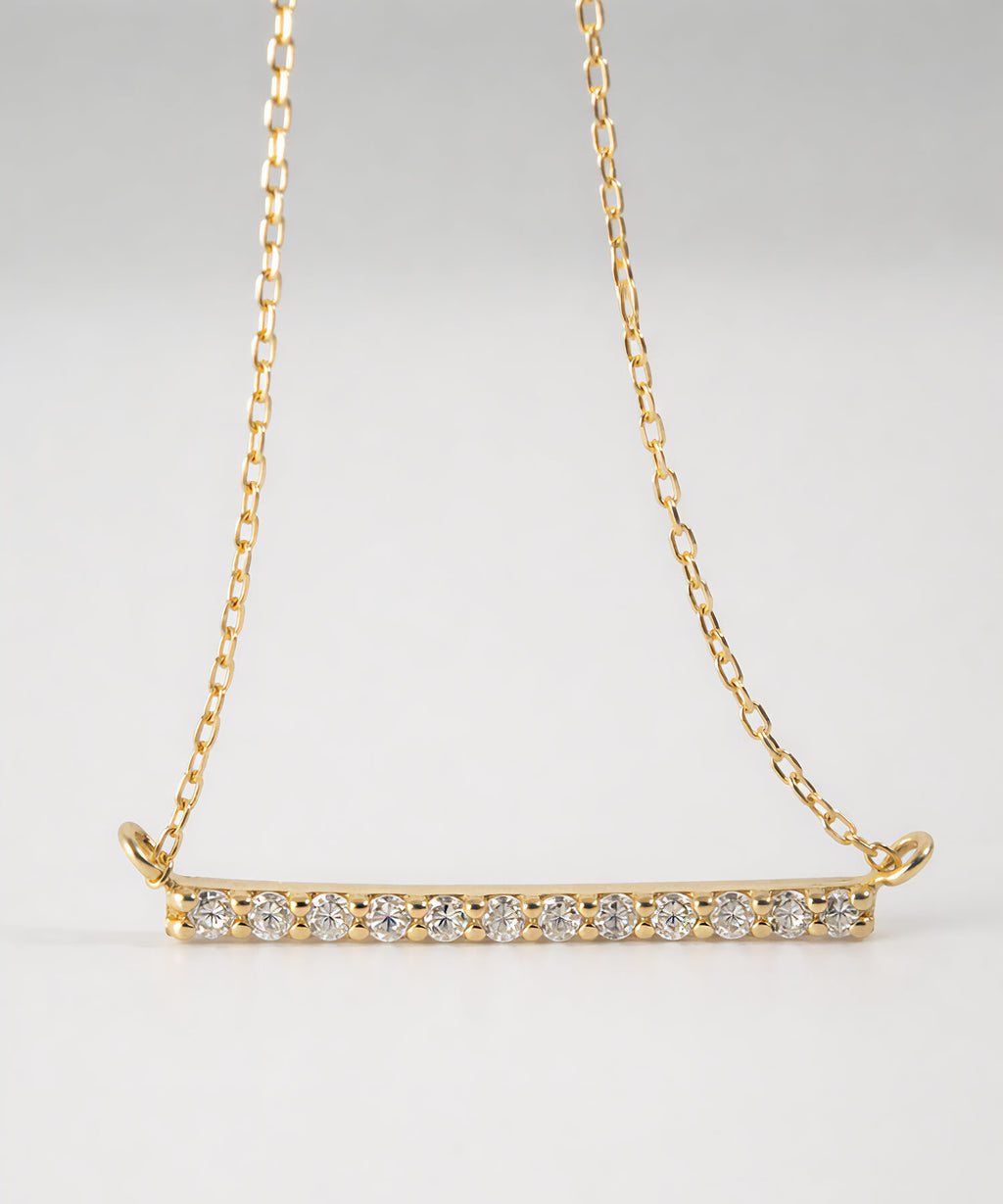 Platinum & Gold Linear Diamond Necklace | BELIE