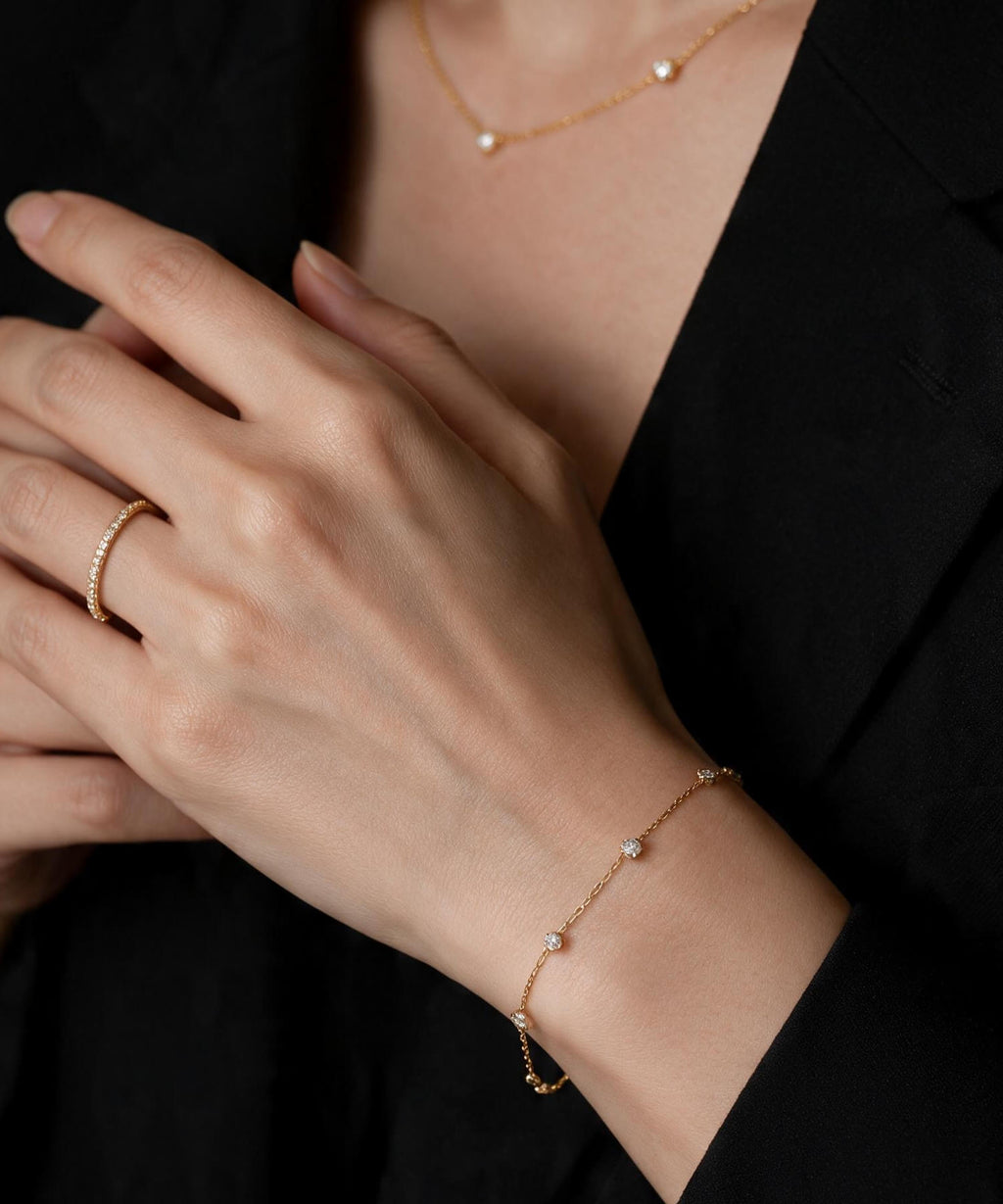 18K Yellow Gold Diamond Station Bracelet | CADEN