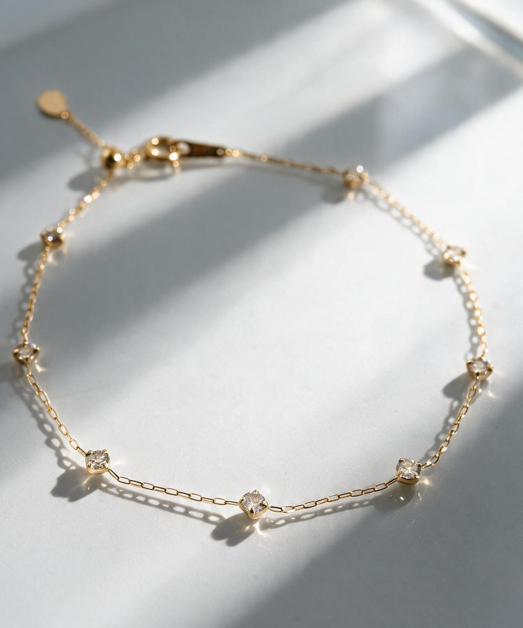 18K Yellow Gold Diamond Station Bracelet | CADEN