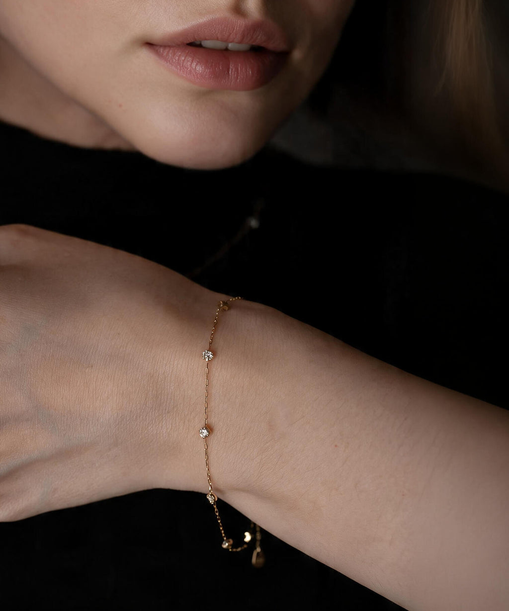 18K Yellow Gold Diamond Station Bracelet | CADEN
