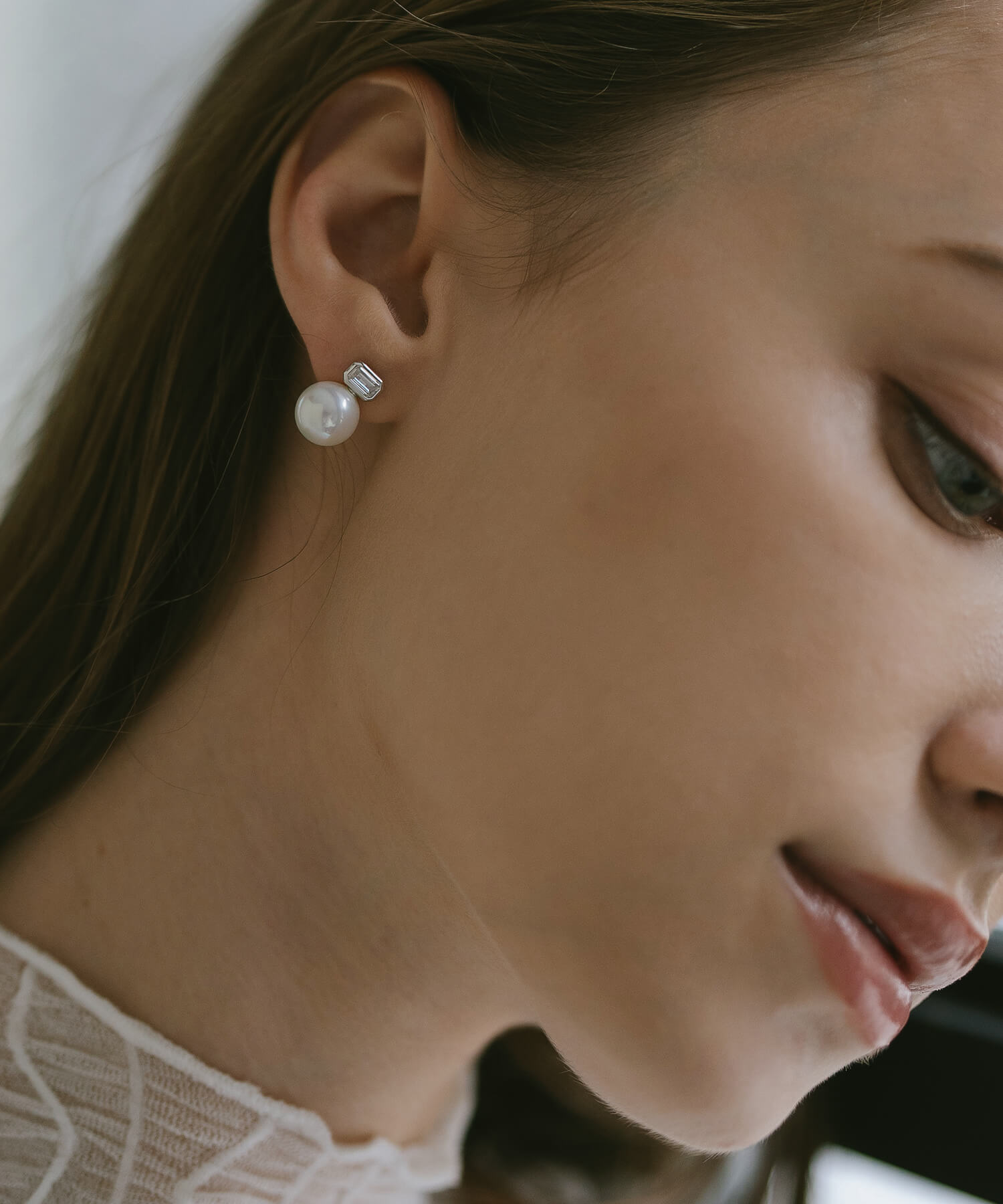 18K Gold Plated Sterling Silver Aurelia Baguette Pearl Earrings | CADREA