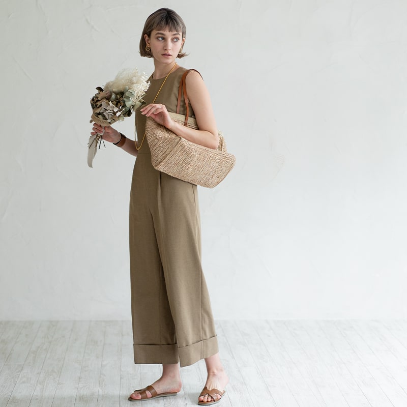 Leather Handle Straw Bag | CANETTA-M