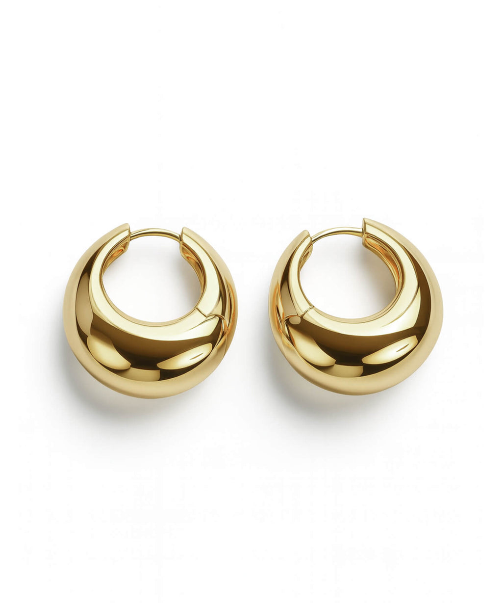 18K Gold Plated Sterling Silver Plump Hoop Earrings | CAPALLE