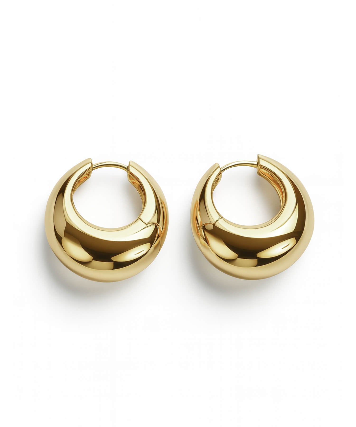 18K Gold Plated Sterling Silver Plump Hoop Earrings | CAPALLE