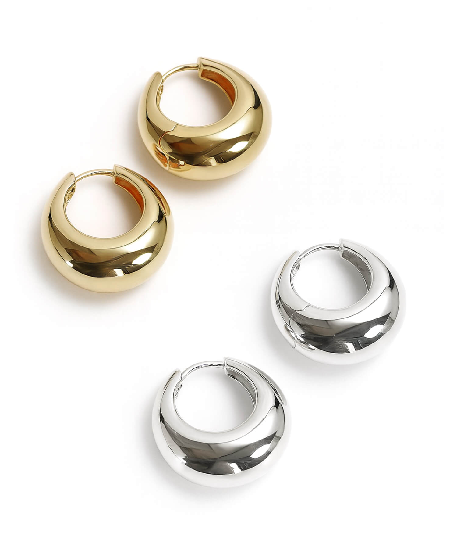 18K Gold Plated Sterling Silver Plump Hoop Earrings | CAPALLE