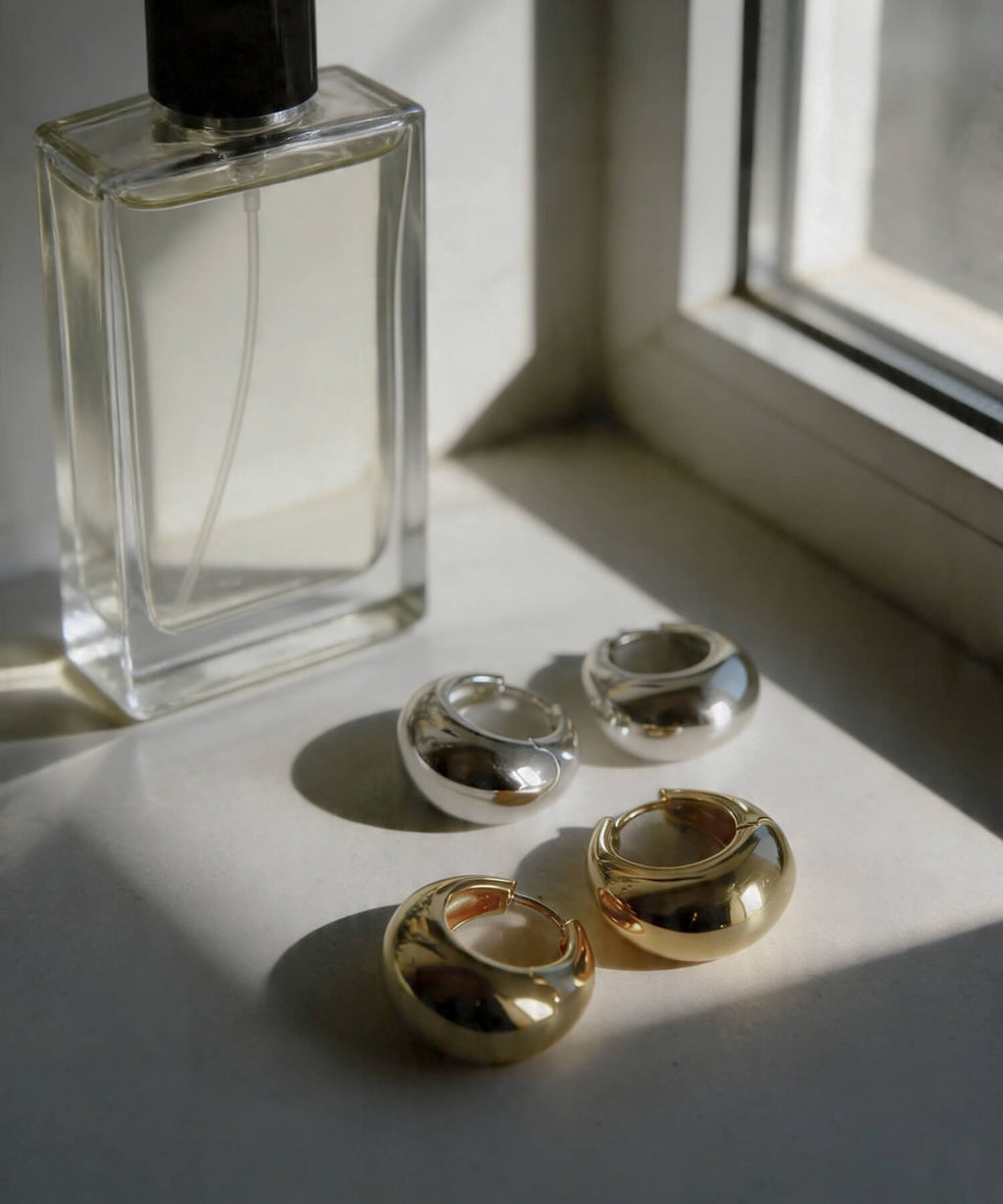 18K Gold Plated Sterling Silver Plump Hoop Earrings | CAPALLE