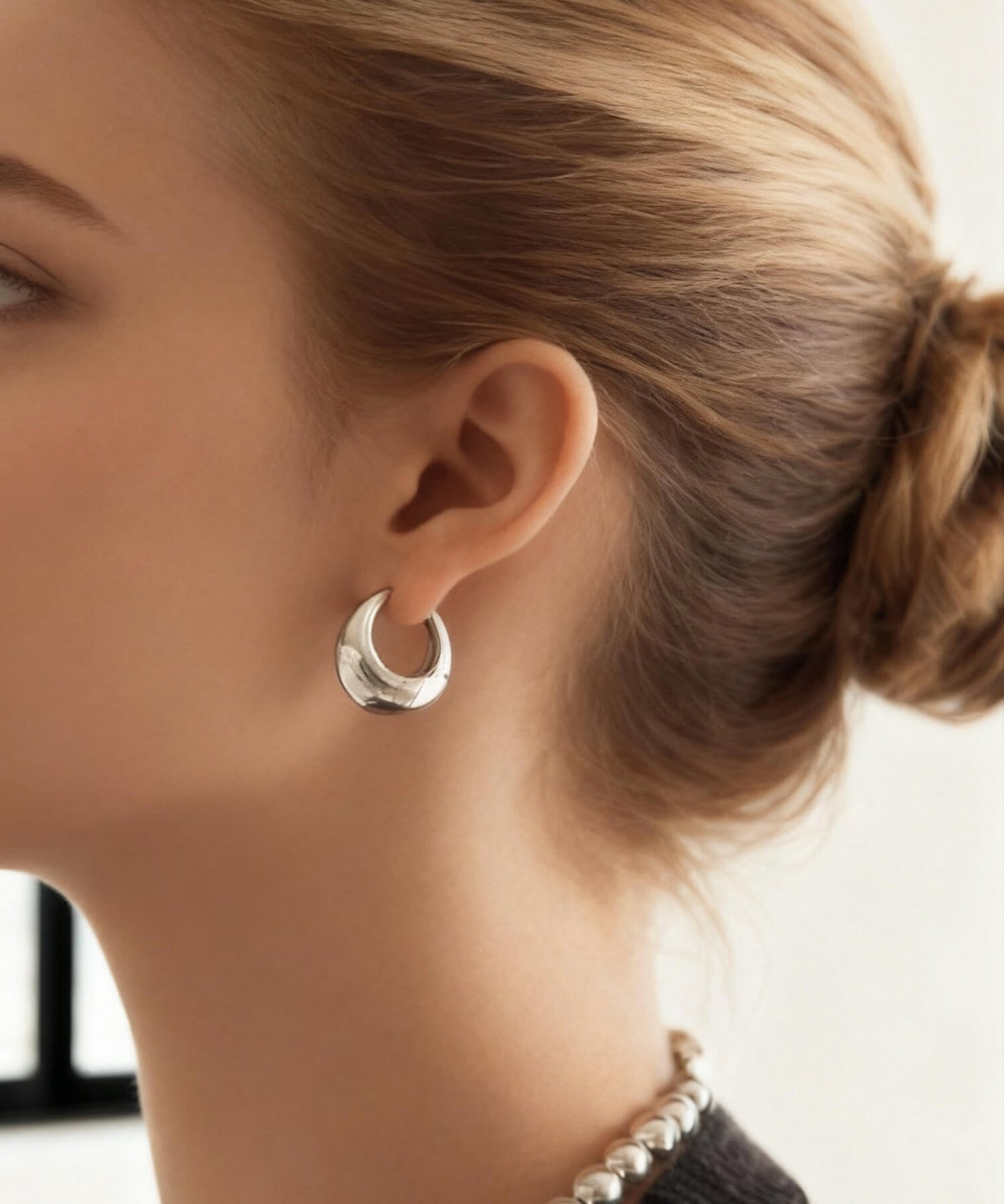 Silver925 Plump Hoop Earrings | CAPALLE