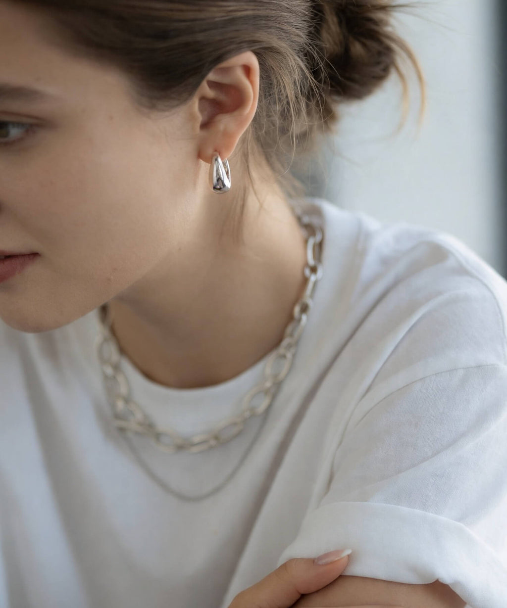 18K Gold Plated Sterling Silver Plump Hoop Earrings | CAPALLE