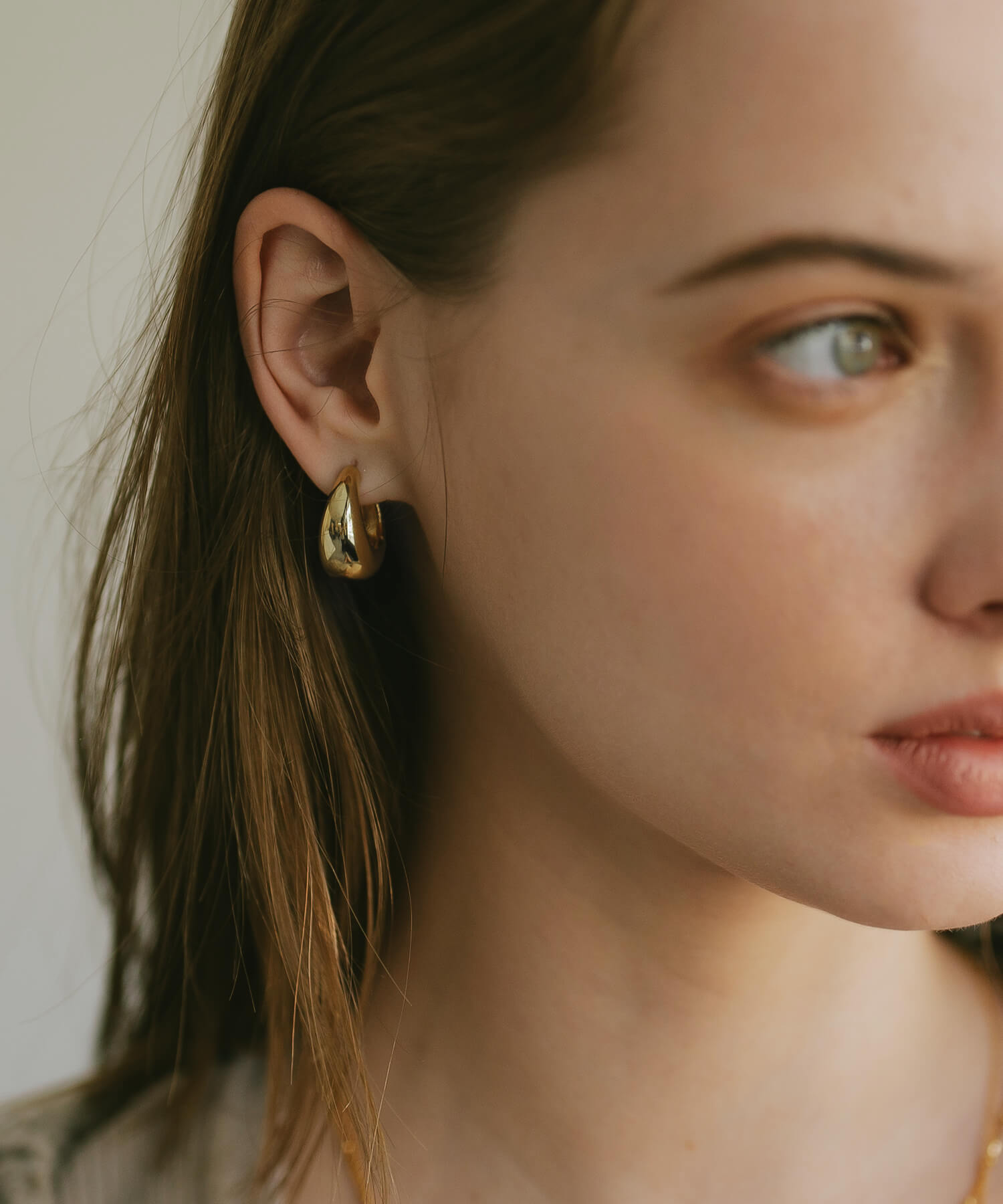 18K Gold Plated Sterling Silver Plump Hoop Earrings | CAPALLE