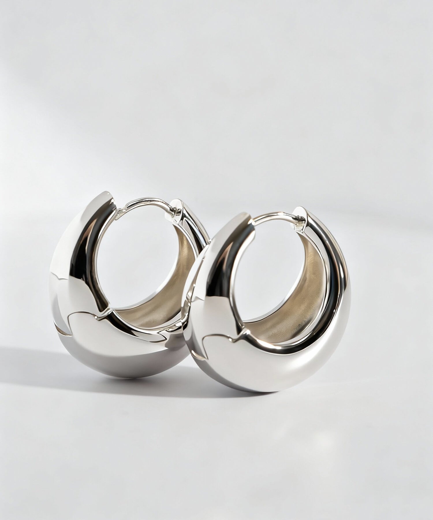 18K Gold Plated Sterling Silver Plump Hoop Earrings | CAPALLE