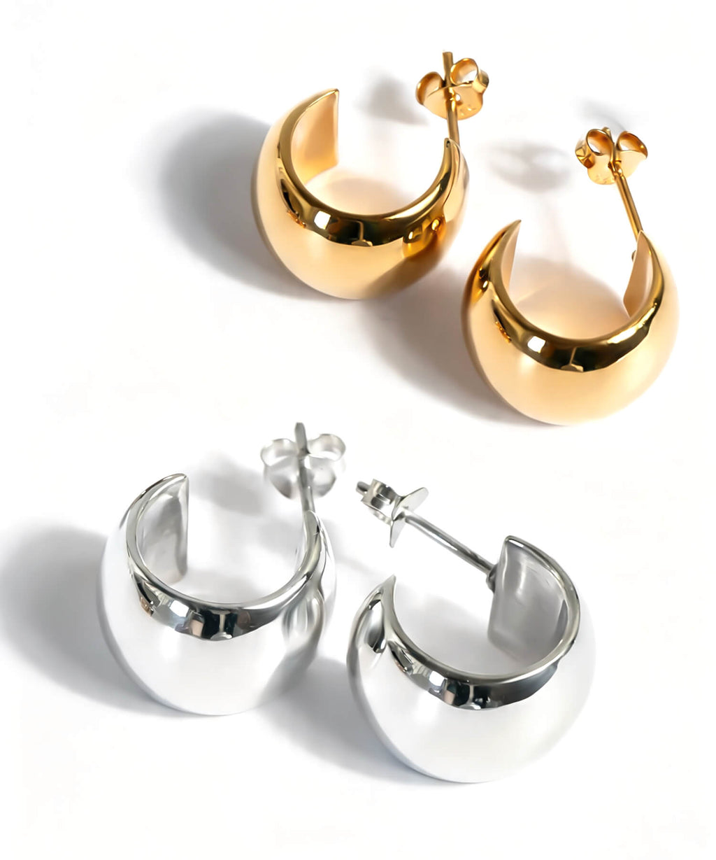 CAPPIO barrel hoop earrings in sterling silver and gold