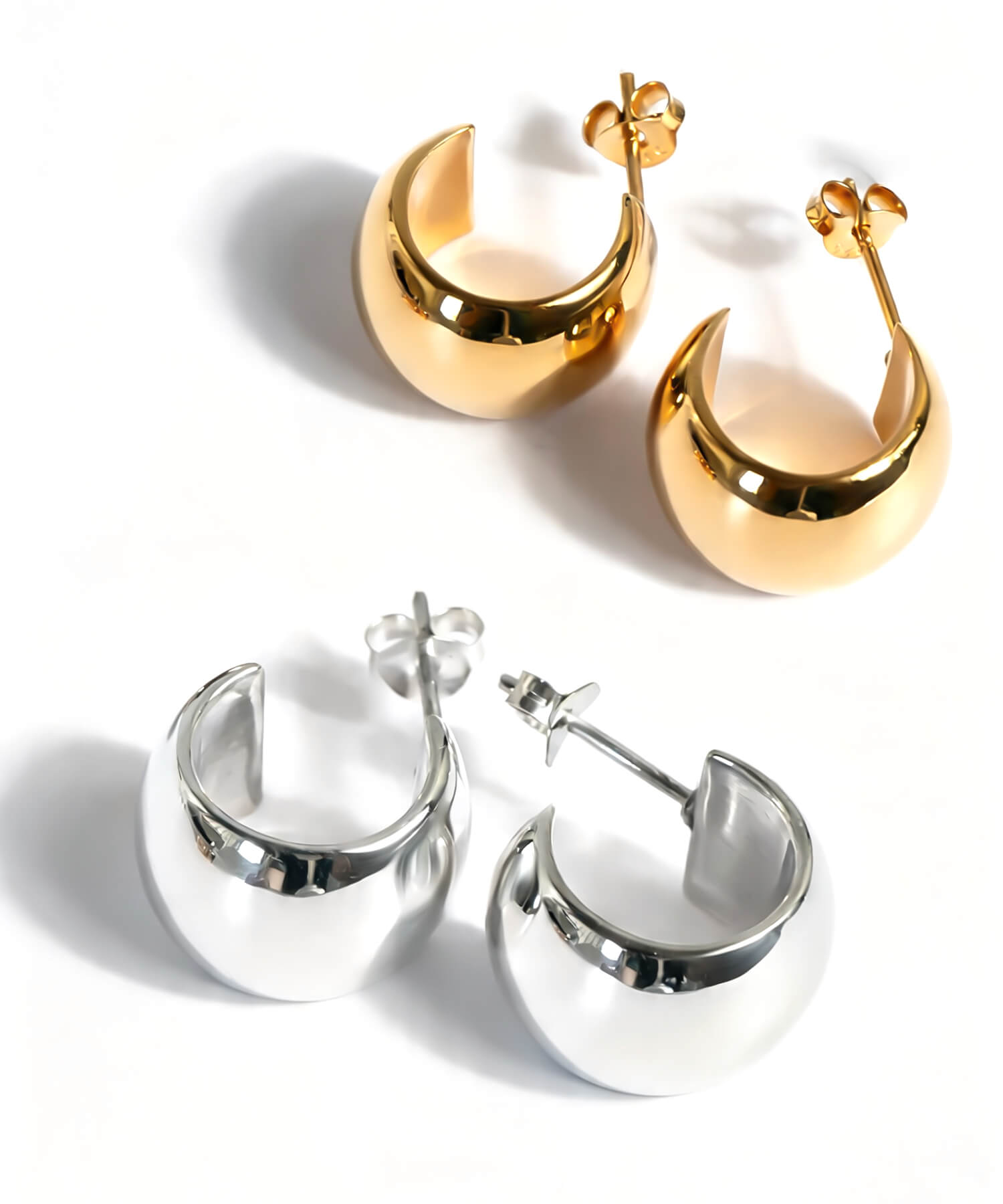 CAPPIO barrel hoop earrings in sterling silver and gold