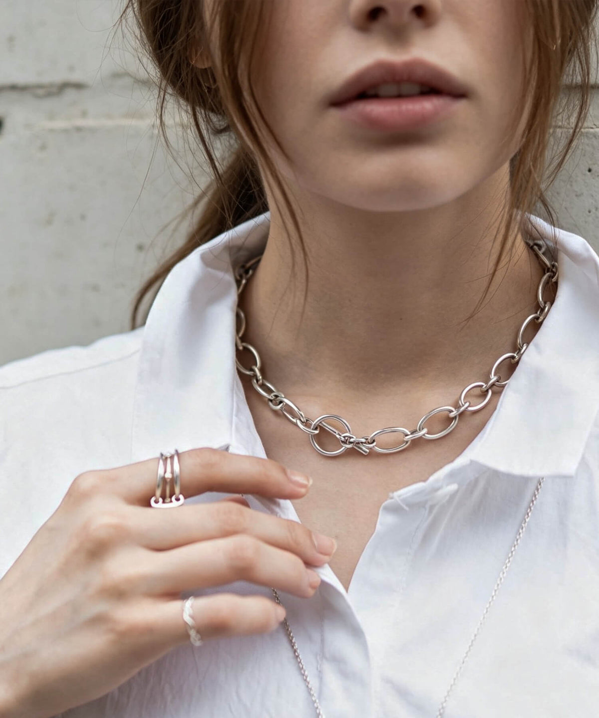 Sterling silver chunky chain choker | CARCHE