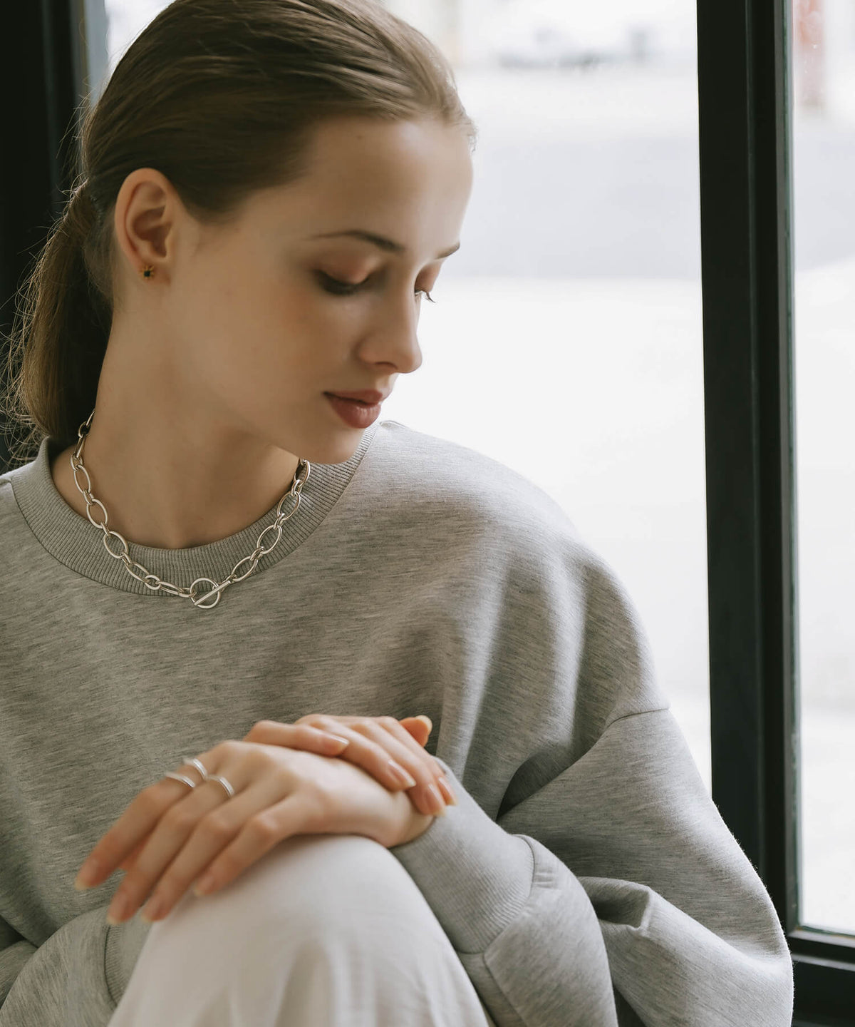 Sterling silver chunky chain choker | CARCHE