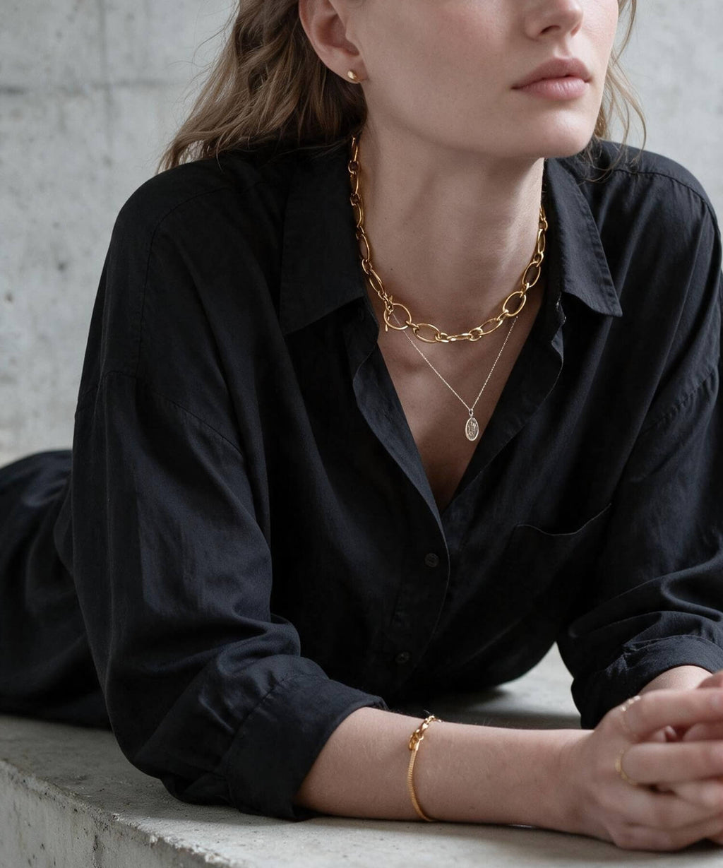 Sterling silver chunky chain choker | CARCHE