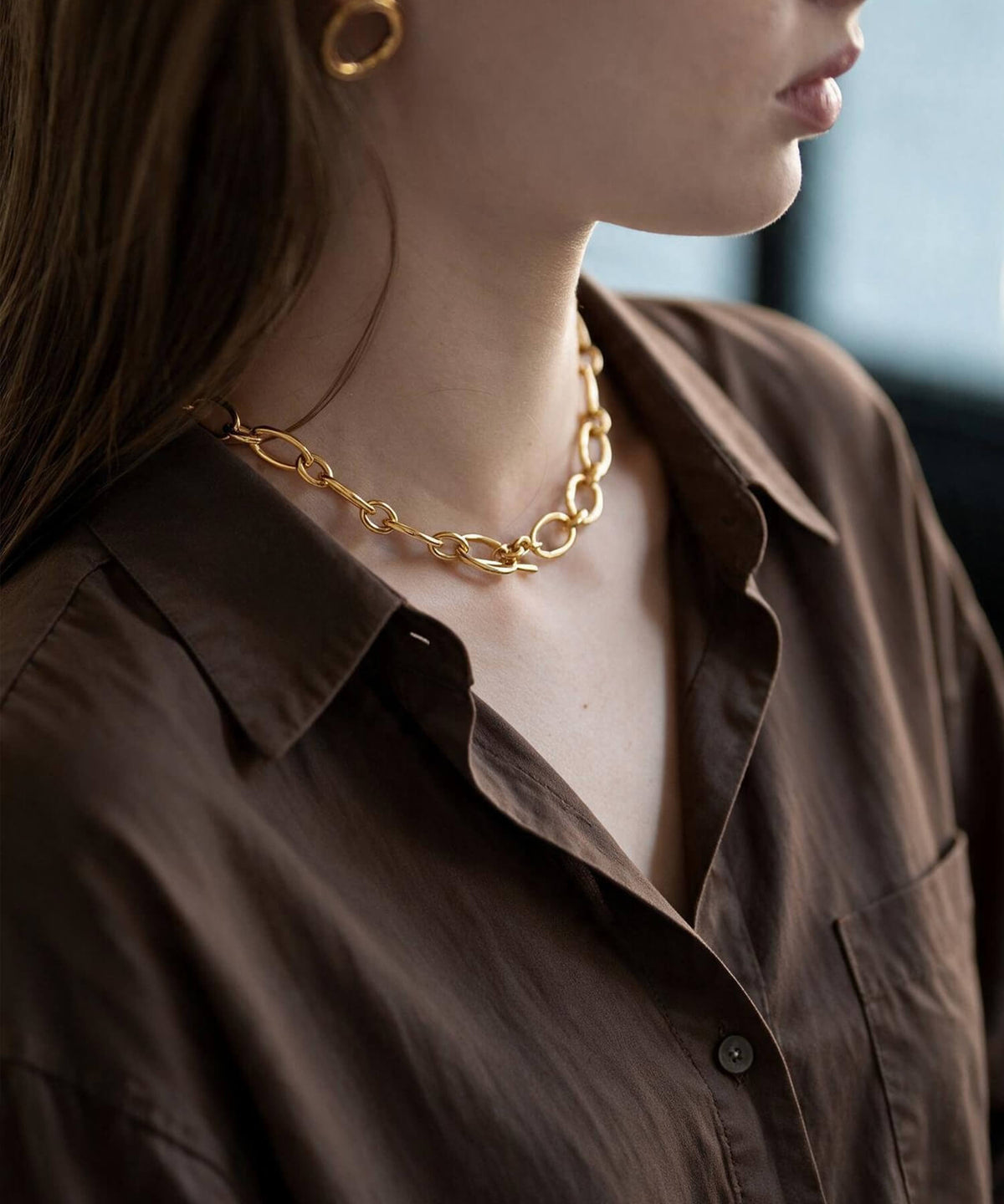 Sterling silver chunky chain choker | CARCHE