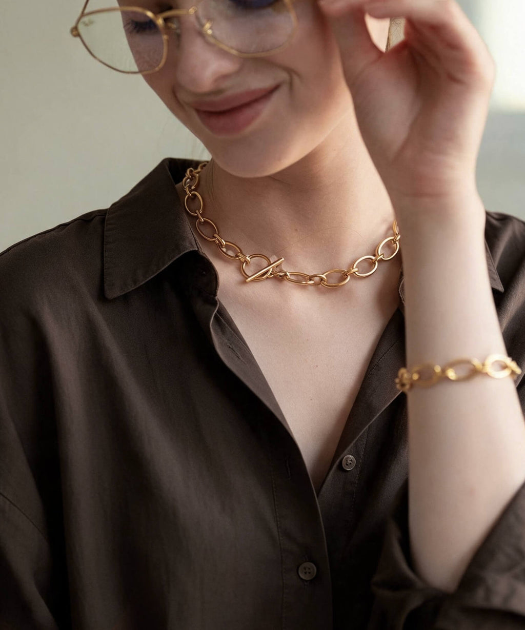 Sterling silver chunky chain choker | CARCHE