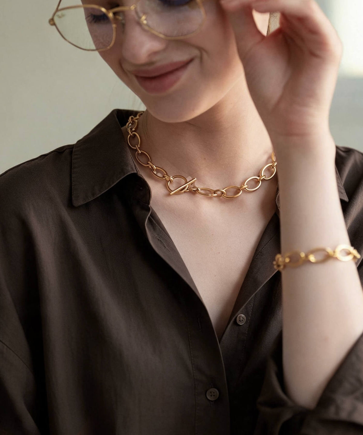Sterling silver chunky chain choker | CARCHE