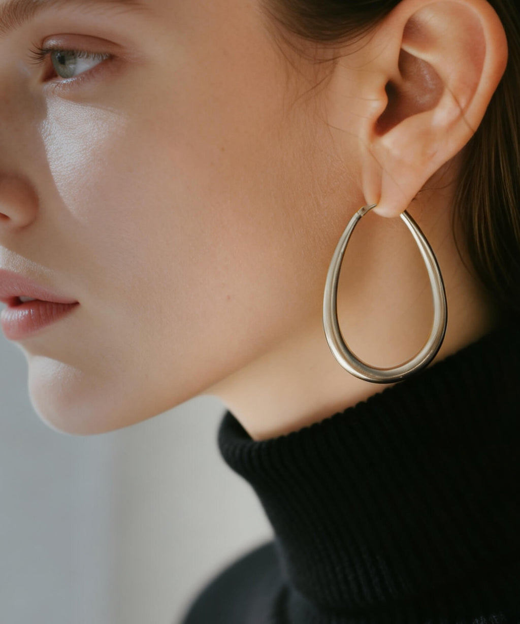 18K Gold Plated Sterling Silver Teardrop Plump Matte Earrings | TILK