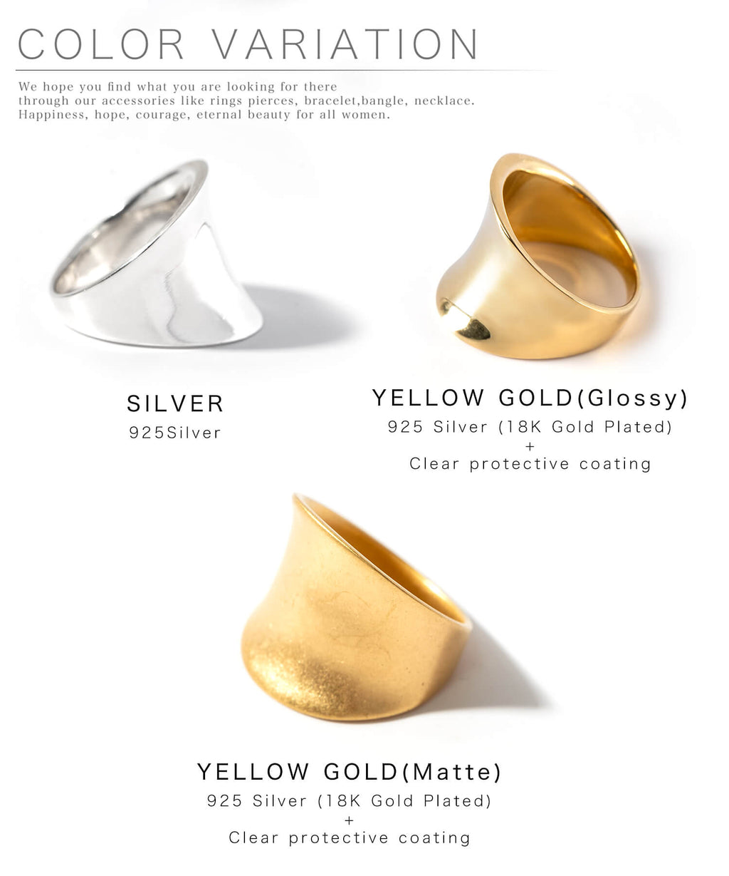 18K Gold Plated Sterling Silver Curved Tube Ring | AVIOR