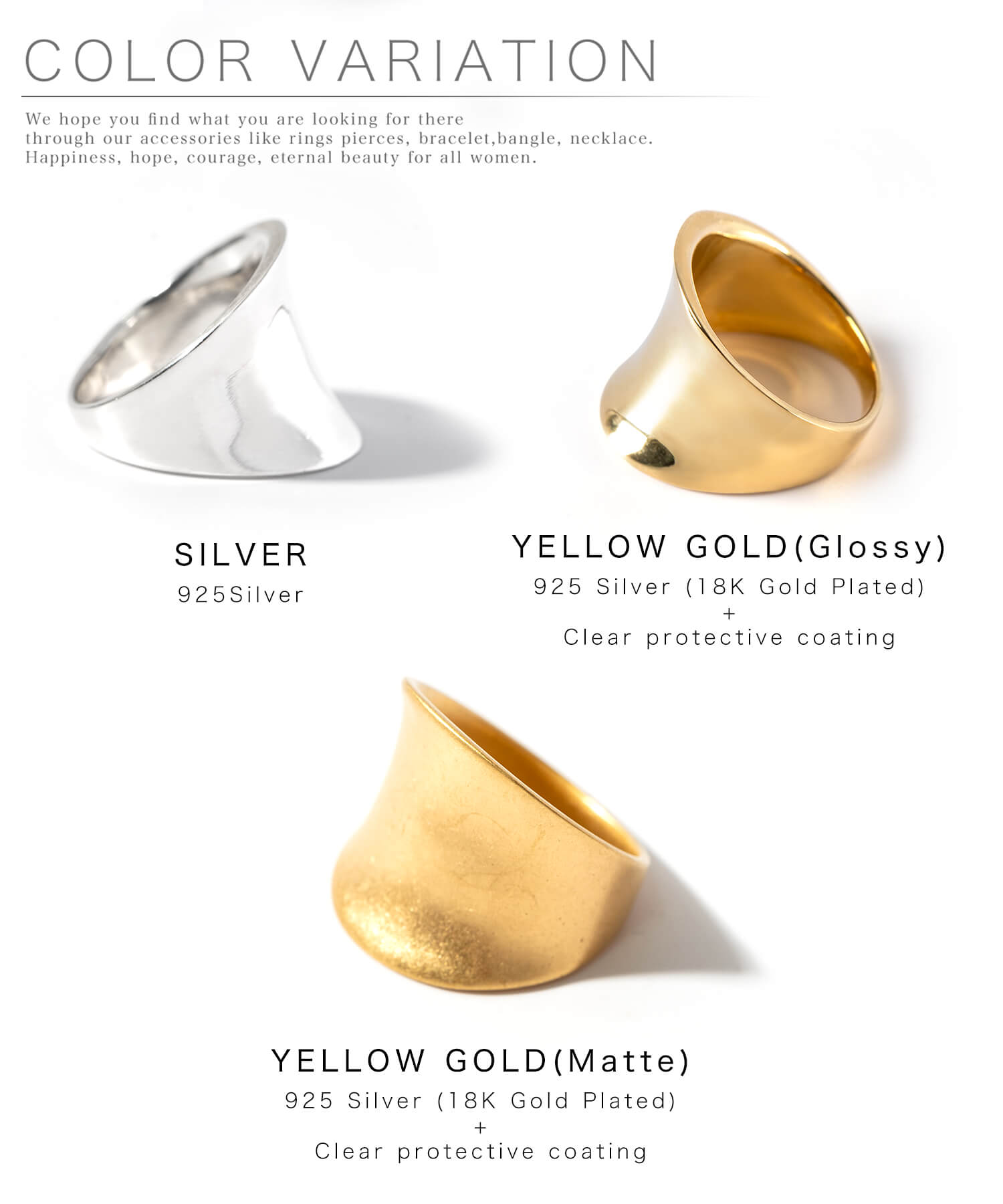 18K Gold Plated Sterling Silver Curved Tube Ring | AVIOR