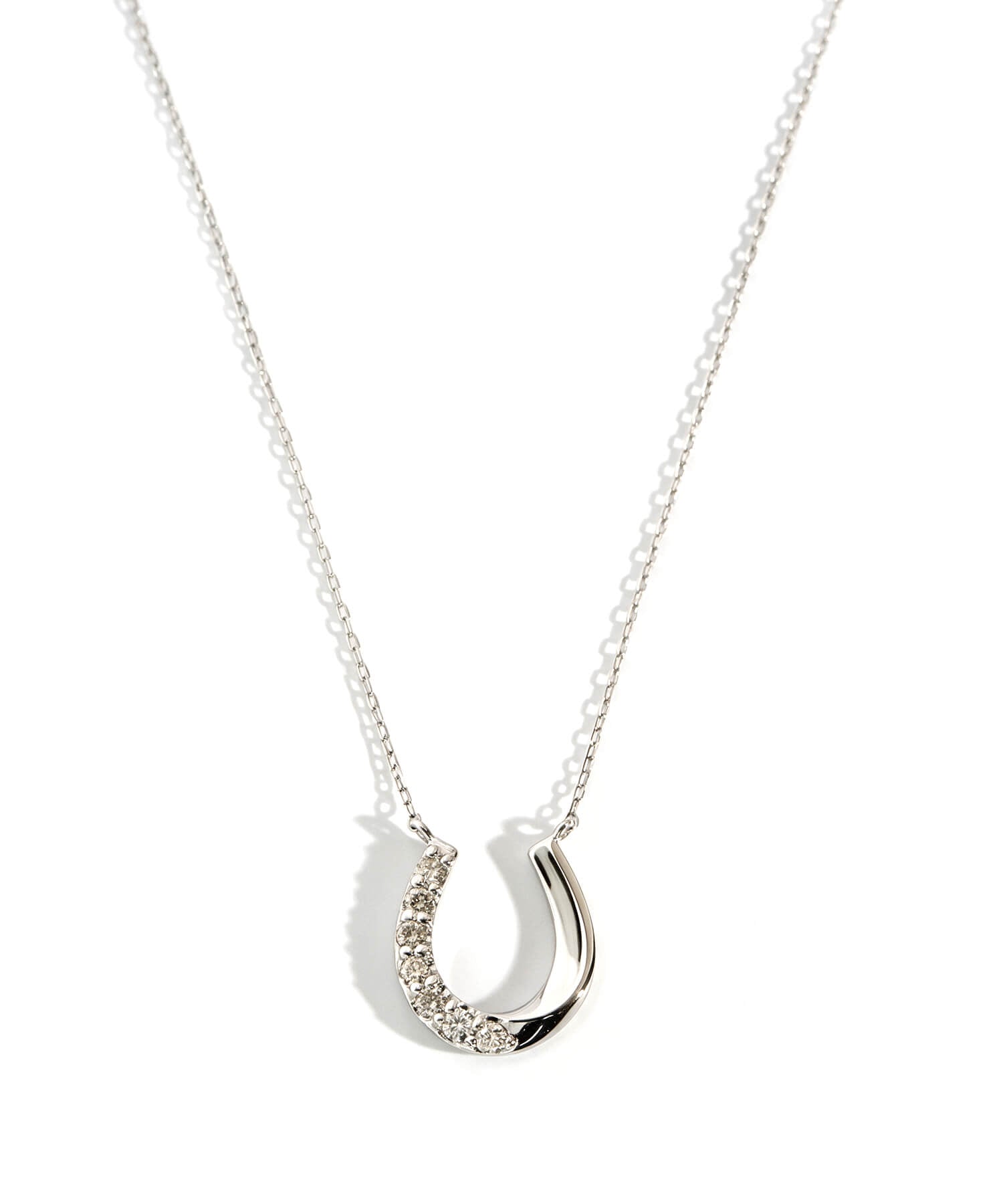 18K Gold & Platinum Diamond Horseshoe Necklace | COUPELLE