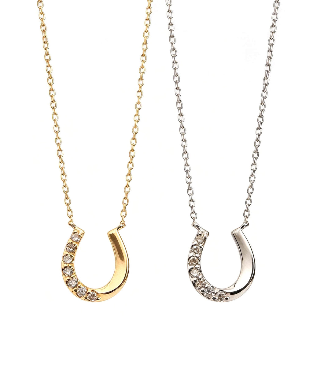 18K Gold & Platinum Diamond Horseshoe Necklace | COUPELLE