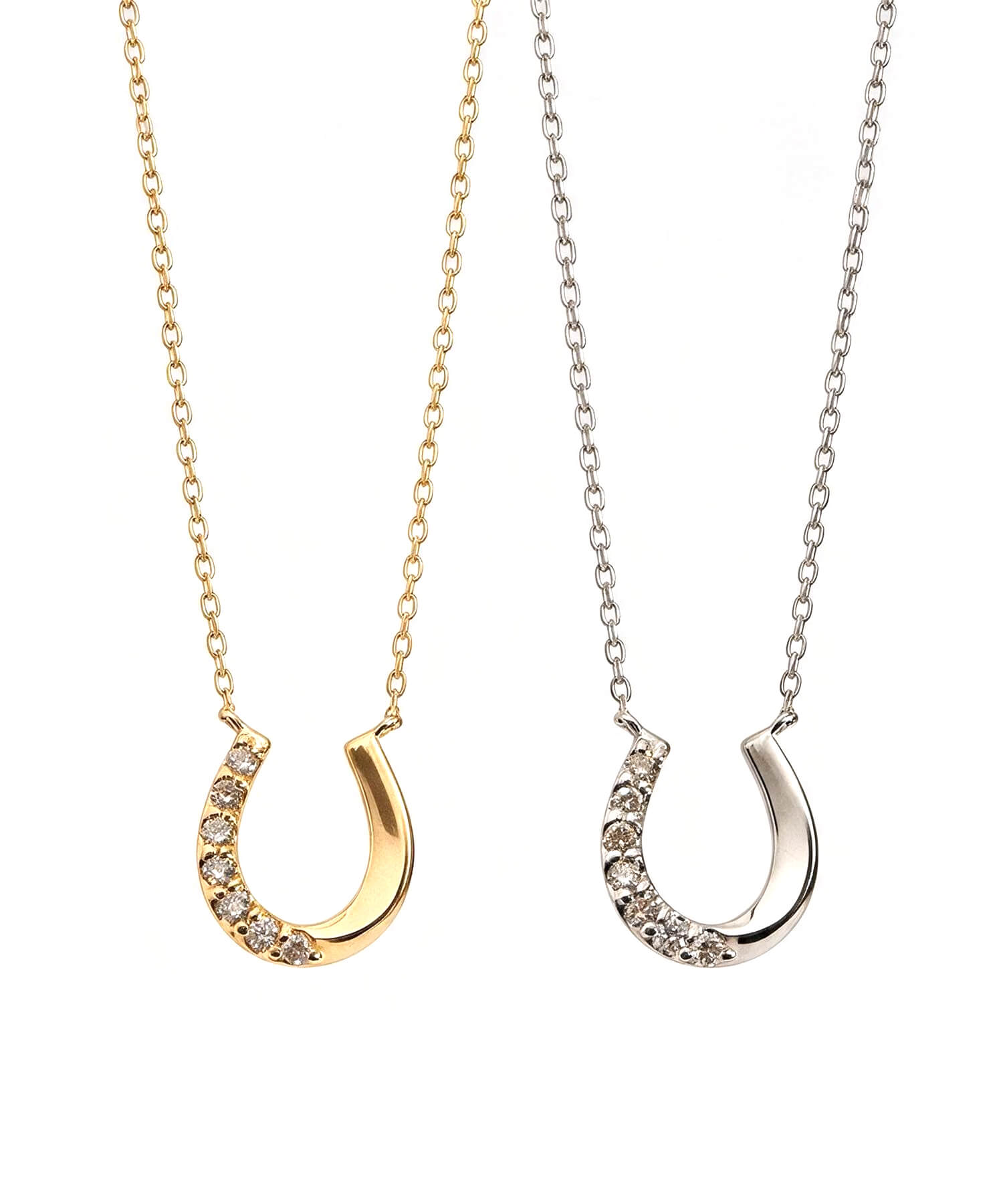 18K Gold & Platinum Diamond Horseshoe Necklace | COUPELLE