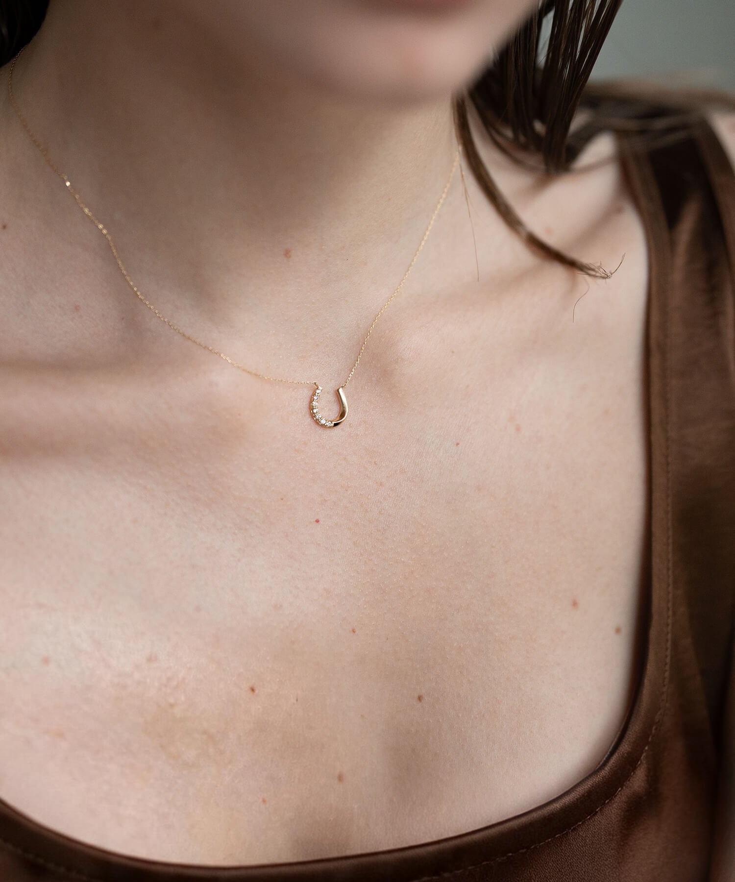 18K Gold & Platinum Diamond Horseshoe Necklace | COUPELLE
