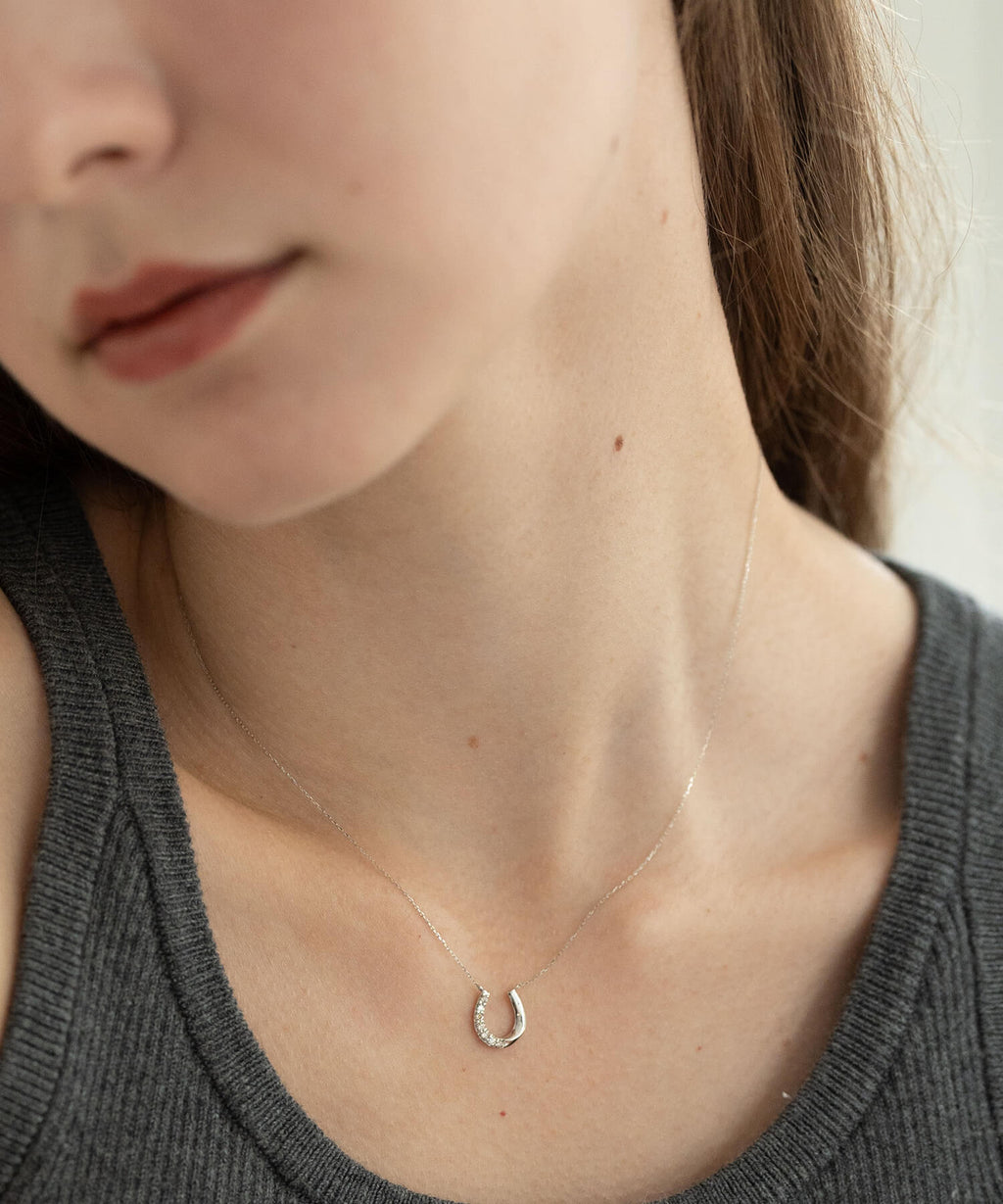 18K Gold & Platinum Diamond Horseshoe Necklace | COUPELLE