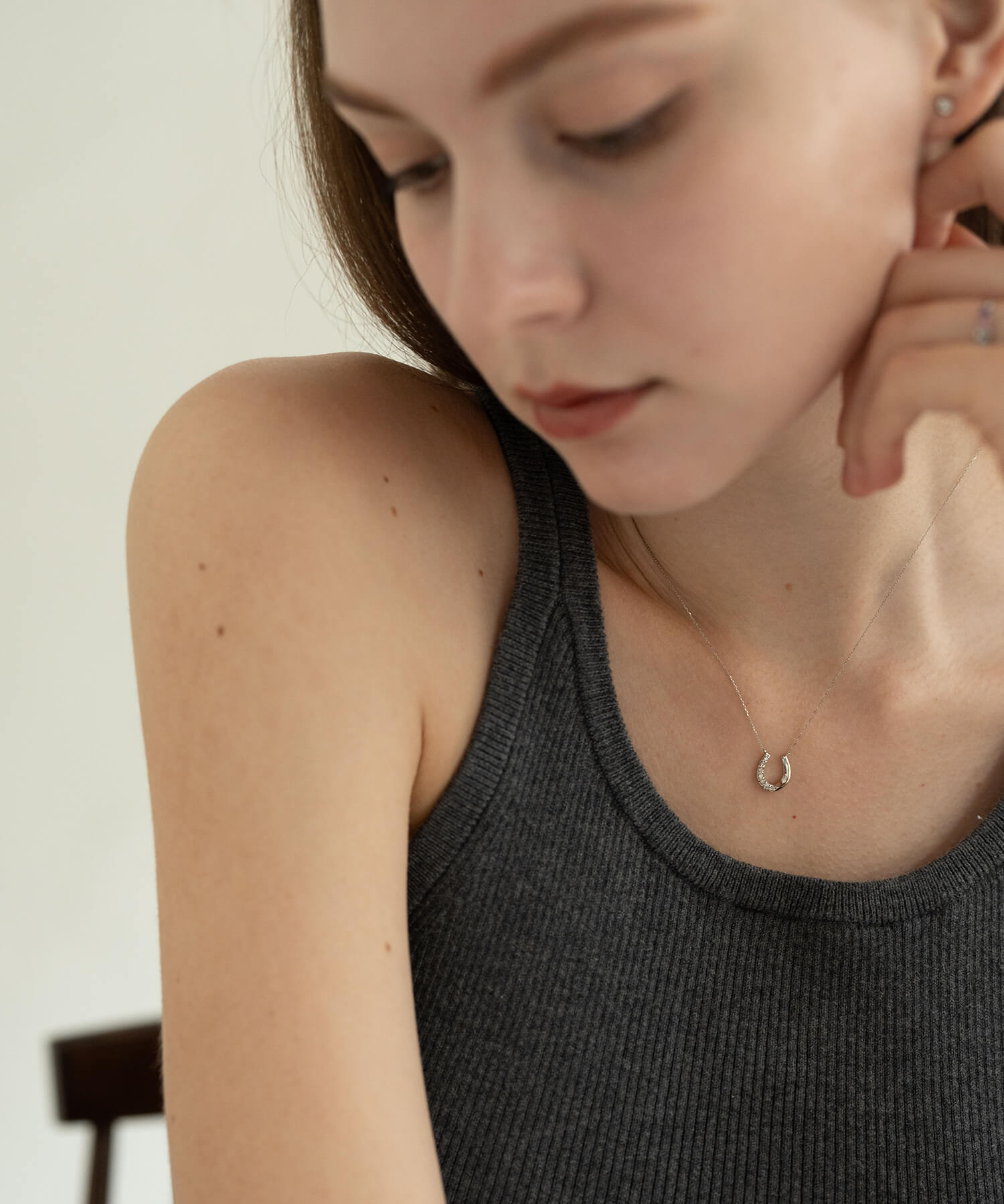 18K Gold & Platinum Diamond Horseshoe Necklace | COUPELLE