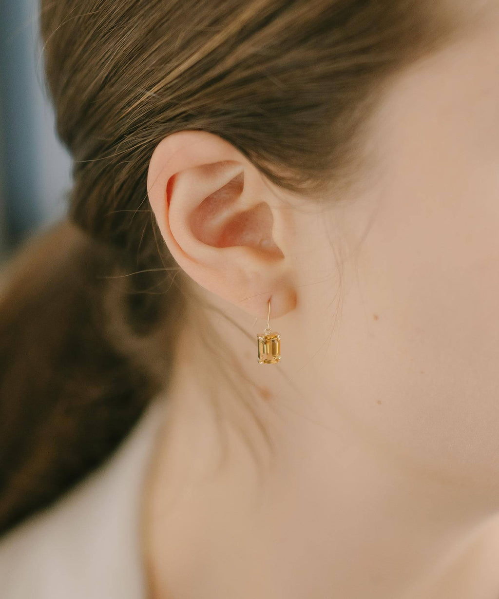 10K Gold Rectangle Gemstone Earrings | TETRA-FYRA