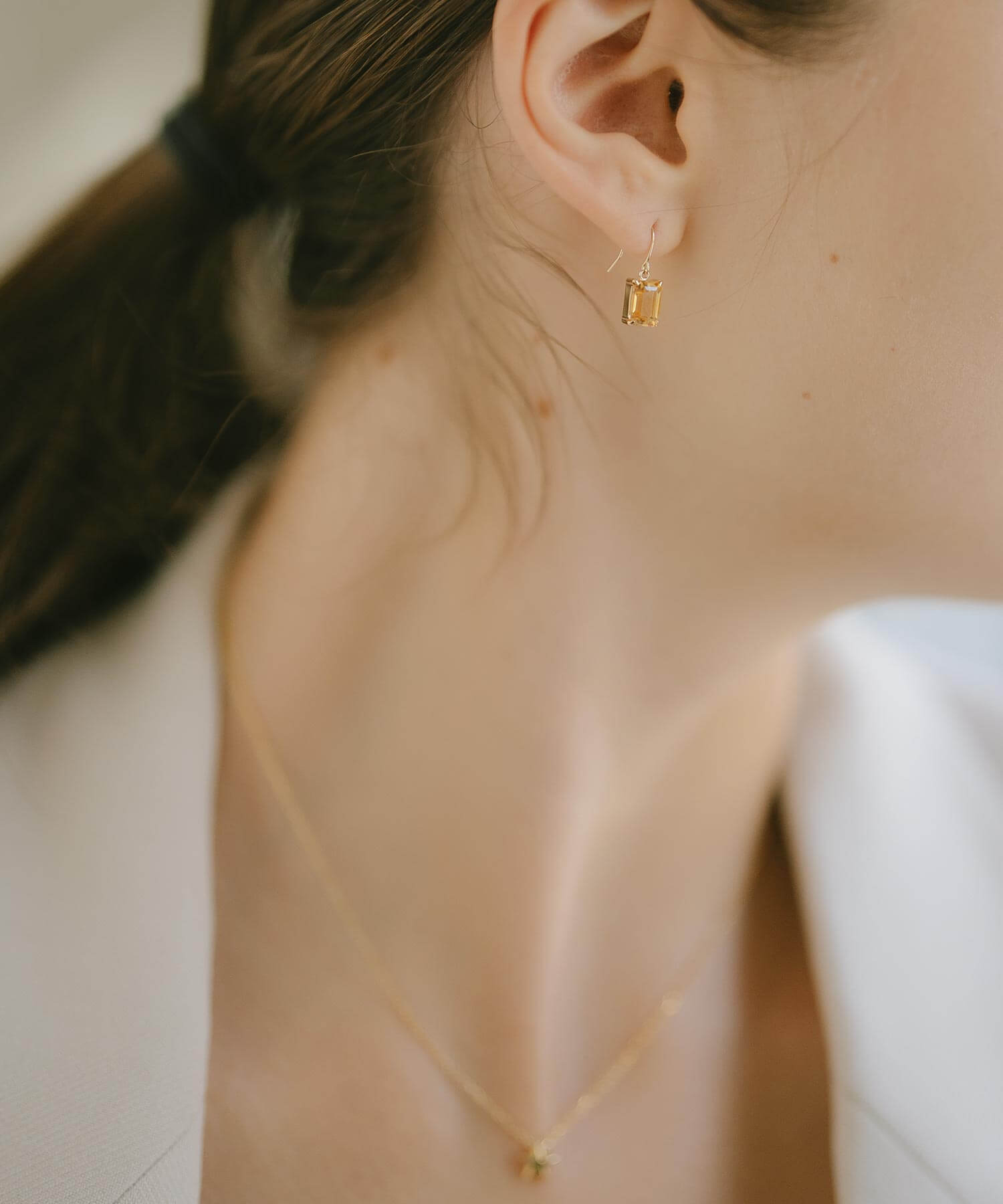 10K Gold Rectangle Gemstone Earrings | TETRA-FYRA