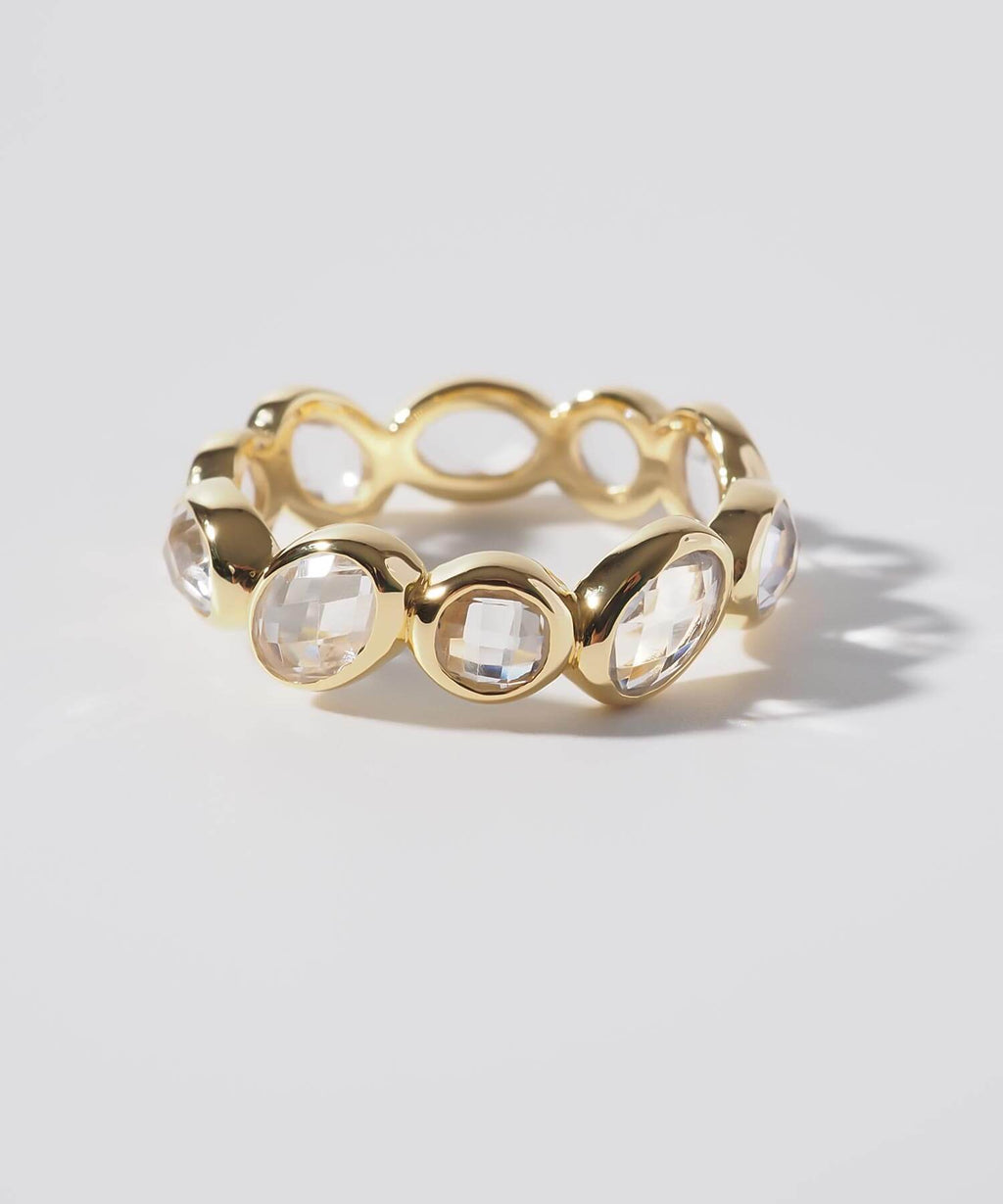 18K Gold Plated Sterling Silver White Quartz Eternity Gemstone Ring | ANTHEIA CRYSTA